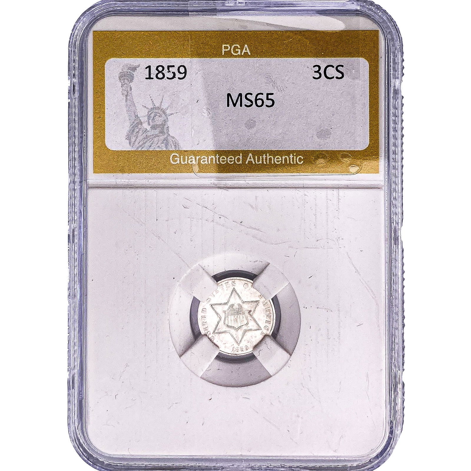1859 Silver Three Cent PGA MS65: 1859 Silver Three Cent PGA MS65