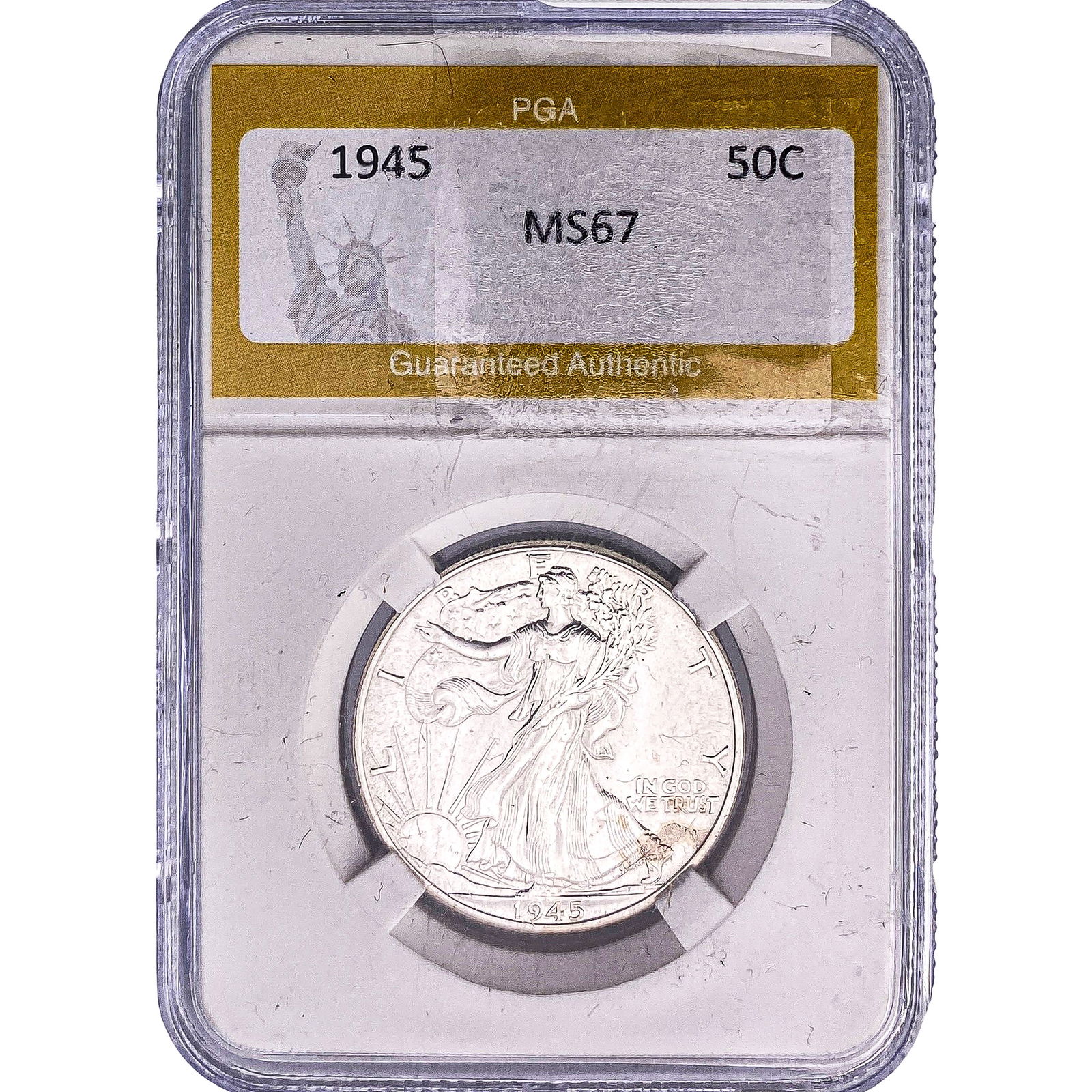 1945 Walking Liberty Half Dollar PGA MS67: 1945 Walking Liberty Half Dollar PGA MS67