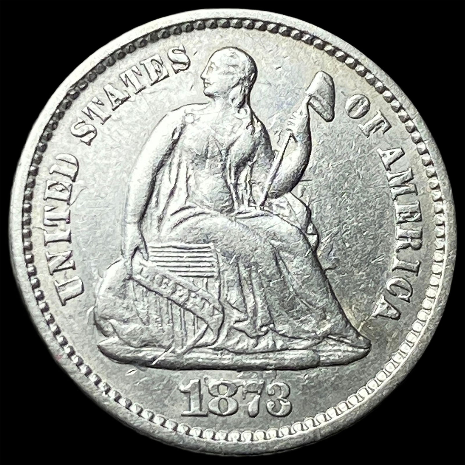 1873 Seated Liberty Half Dime CLOSELY UNCIRCULATED (1 of 2)
