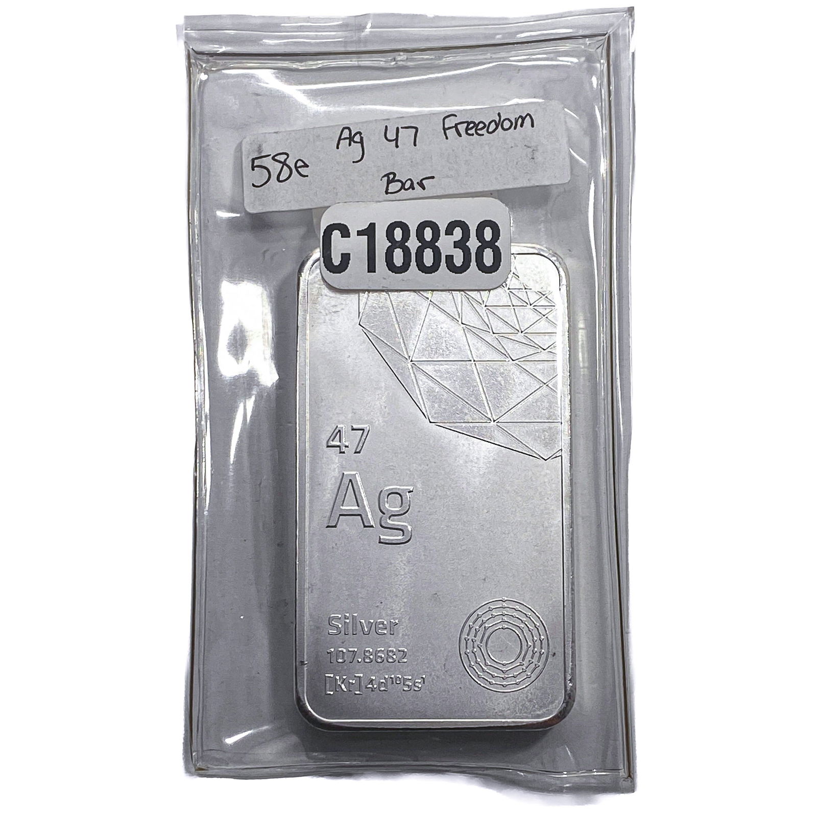Ag 47 Freedom Silver Bar 5oz: Ag 47 Freedom Silver Bar 5oz