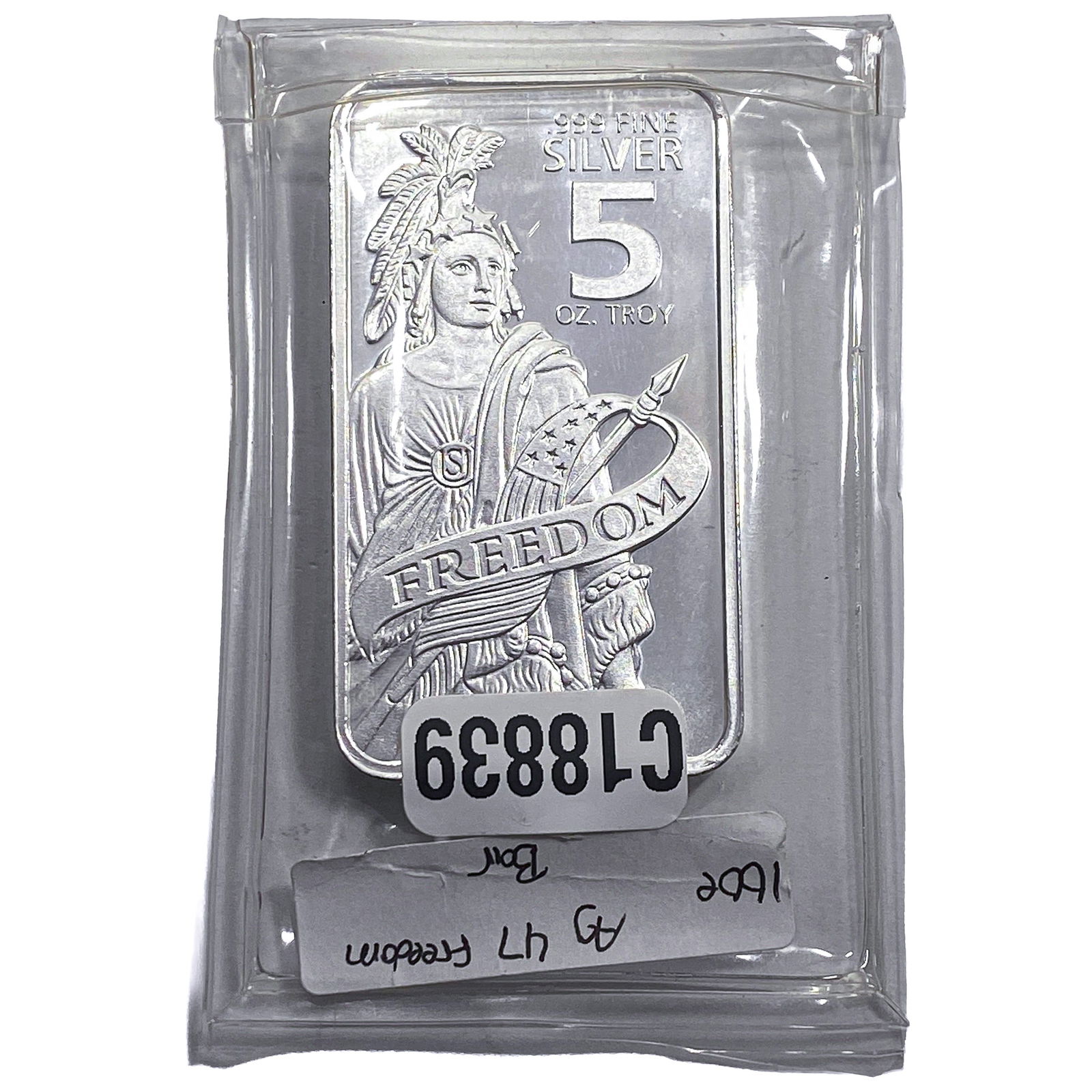 Ag 47 Freedom Silver Bar 5oz: Ag 47 Freedom Silver Bar 5oz