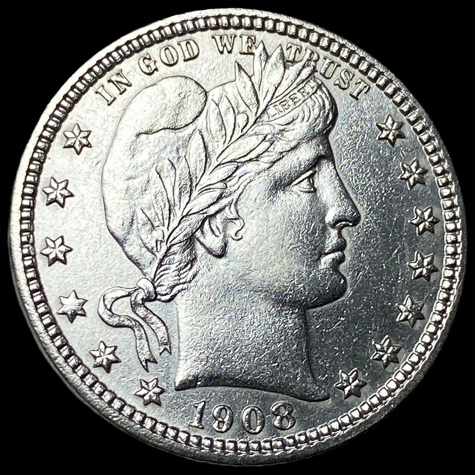 1908 Barber Silver Quarter UNCIRCULATED: 1908 Barber Silver Quarter UNCIRCULATED