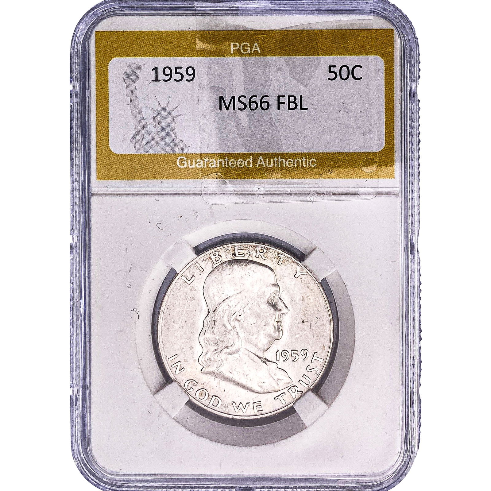 1959 Franklin Half Dollar PGA MS66 FBL: 1959 Franklin Half Dollar PGA MS66 FBL