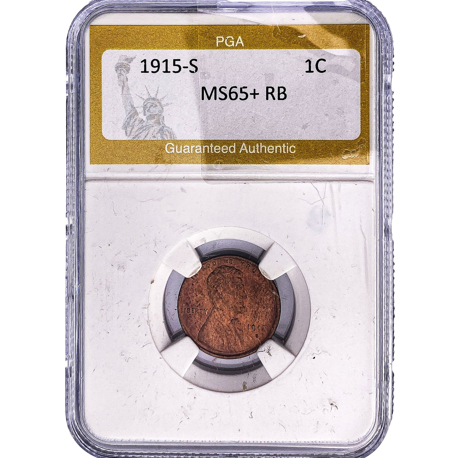 1915-S Wheat Cent PGA MS65+ RB: 1915-S Wheat Cent PGA MS65+ RB