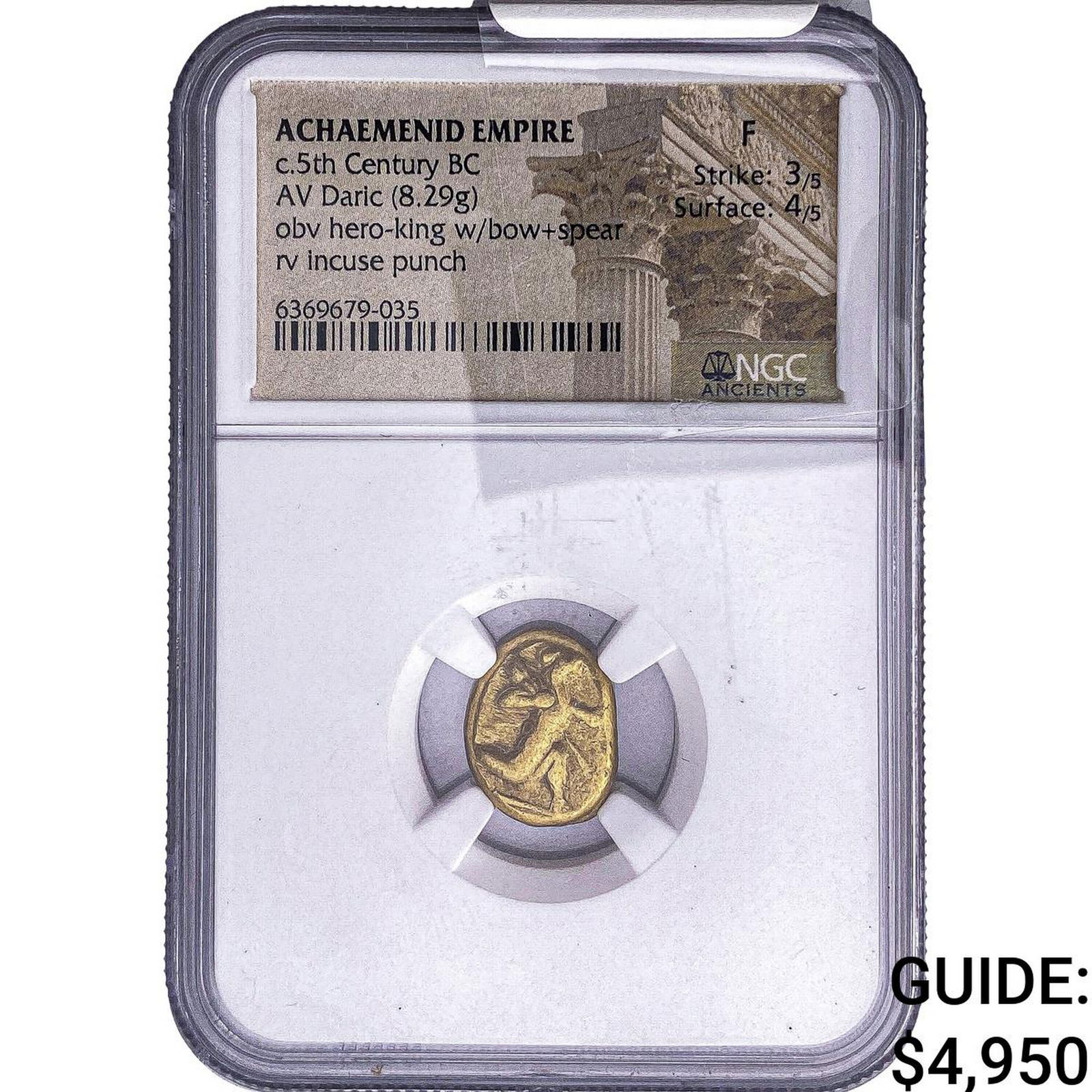 Achaemenid Empire 5th Century BC Gold Daric NGC F: Achaemenid Empire 5th Century BC Gold Daric NGC F