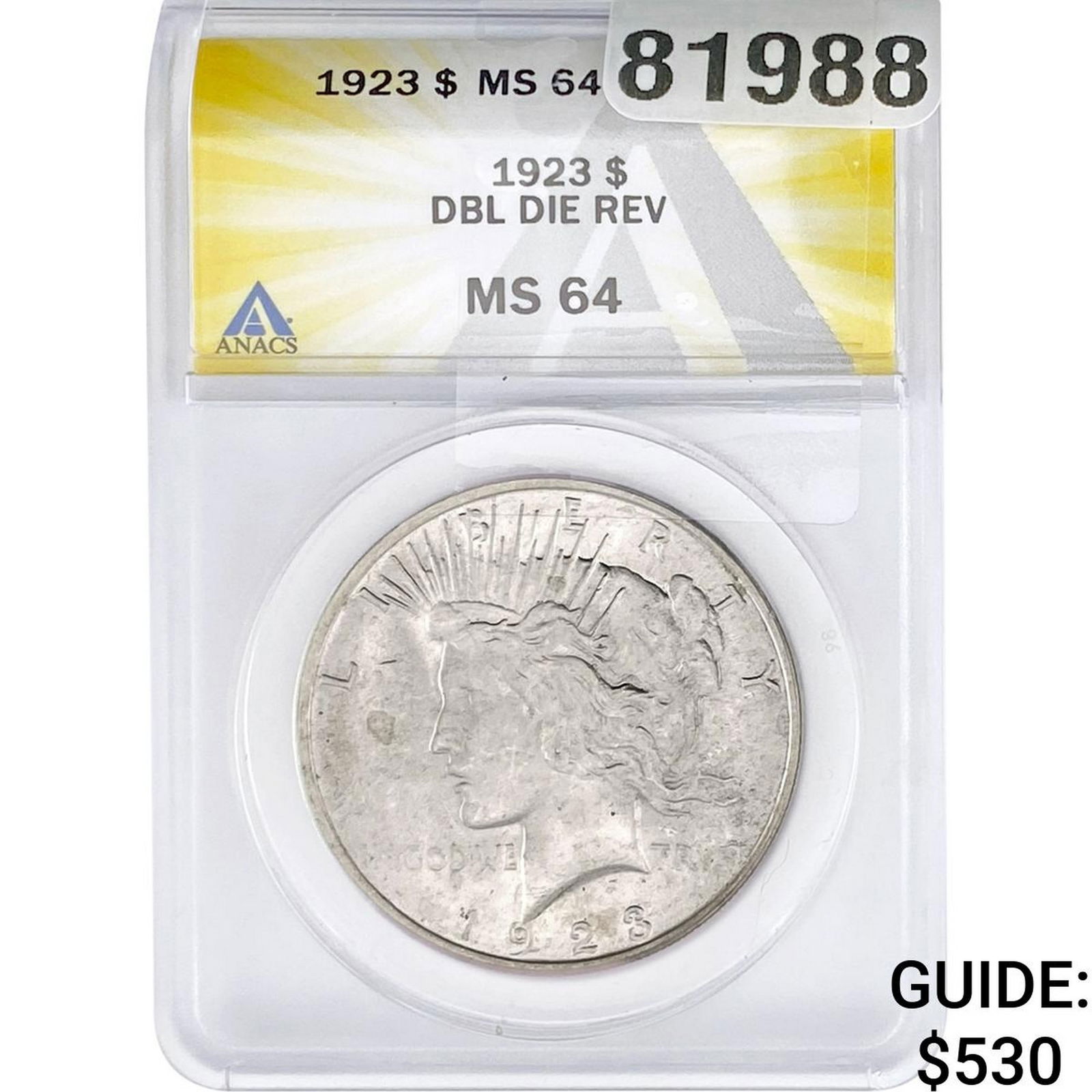 1923 Silver Peace Dollar ANACS MS64: 1923 Silver Peace Dollar ANACS MS64