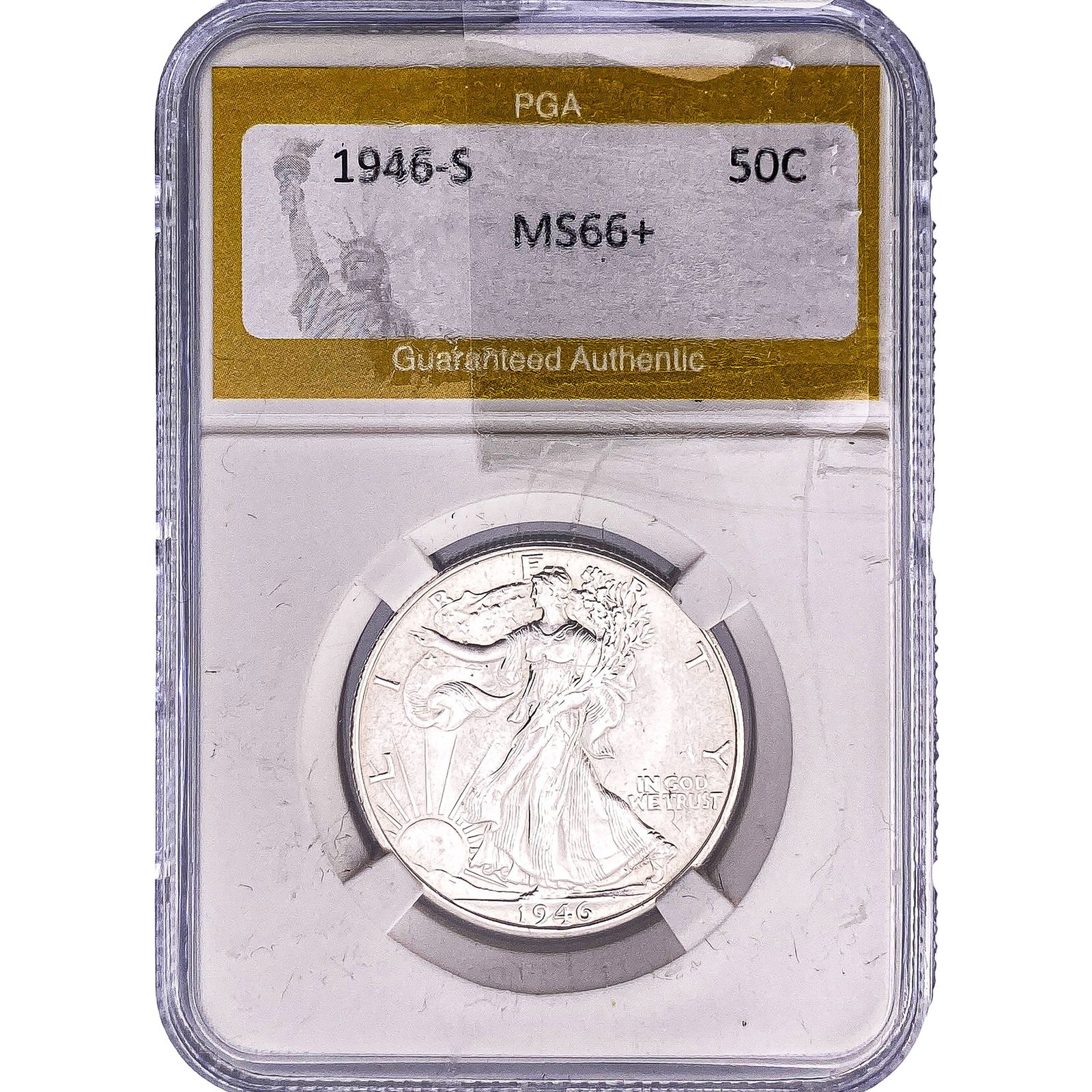 1946-S Walking Liberty Half Dollar PGA MS66+: 1946-S Walking Liberty Half Dollar PGA MS66+