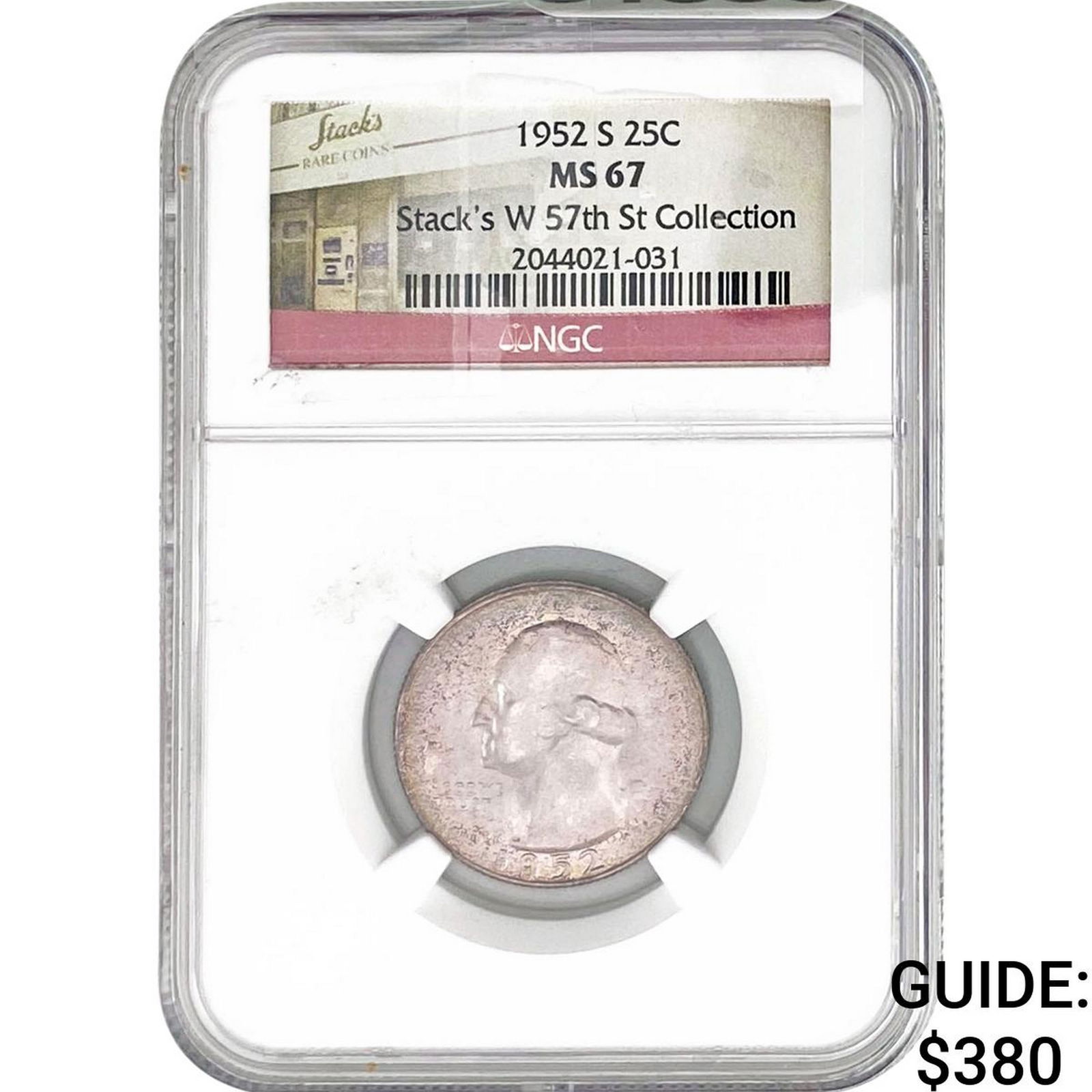 1952-S Washington Silver Quarter NGC MS67: 1952-S Washington Silver Quarter NGC MS67