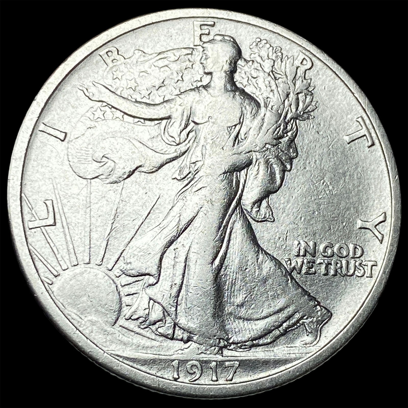 1917-S Silver Walking Liberty Half Dollar CLOSELY UNCIRCULATED (1 of 2)