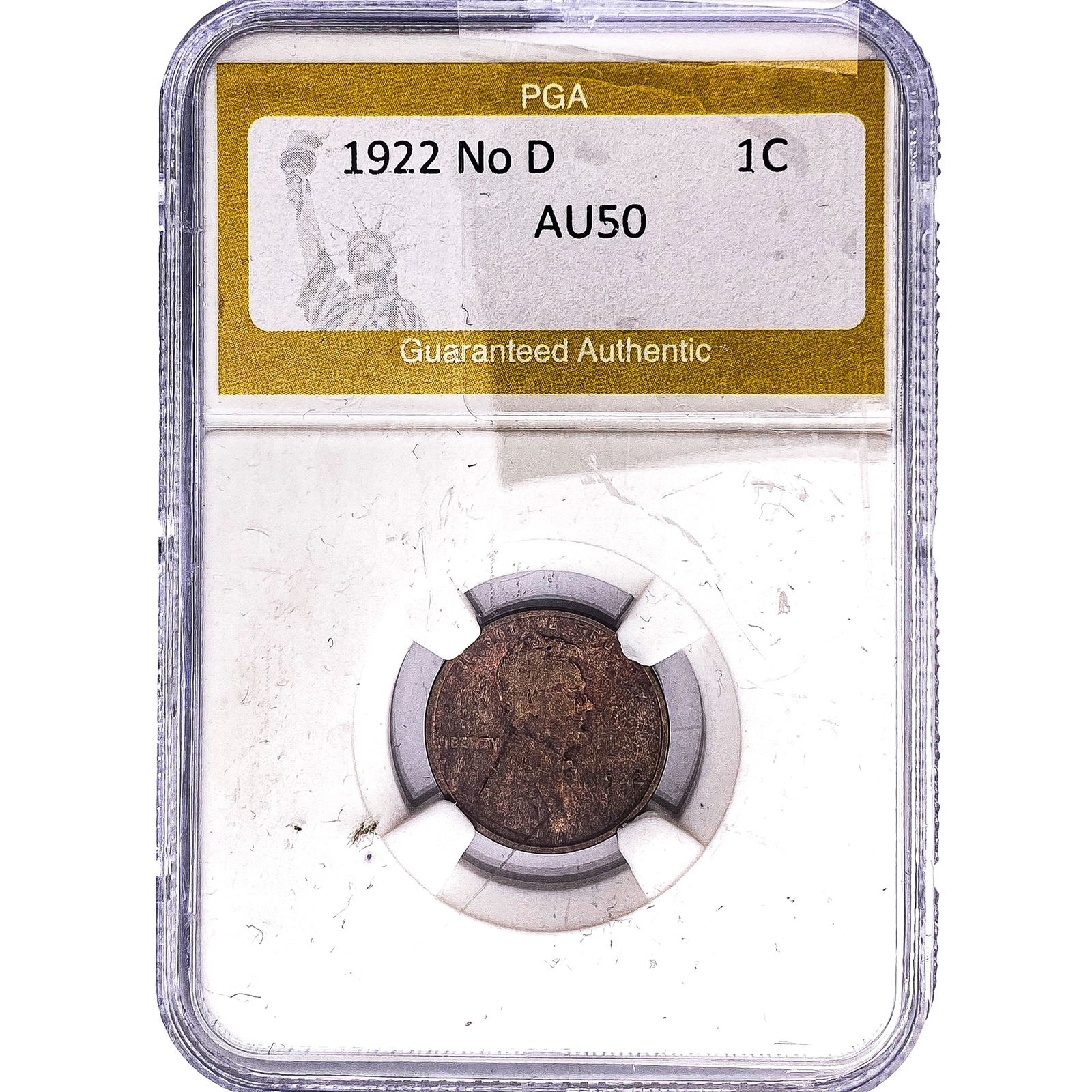 1922 No D Wheat Cent PGA AU50: 1922 No D Wheat Cent PGA AU50