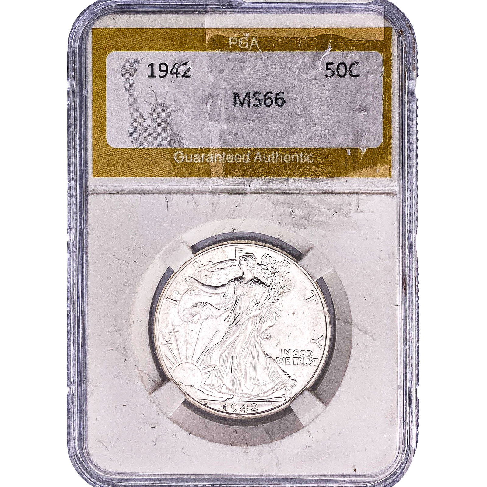 1942 Walking Liberty Half Dollar PGA MS66: 1942 Walking Liberty Half Dollar PGA MS66