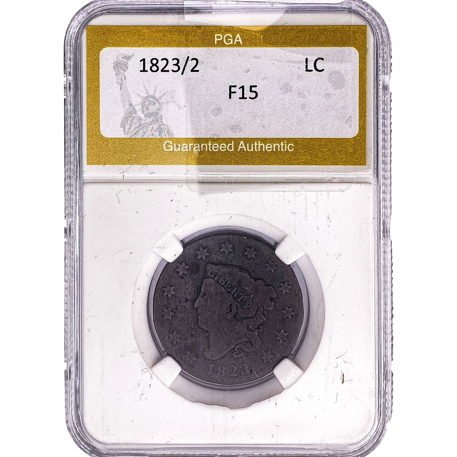 1823/2 Coronet Head Large Cent PGA F15: 1823/2 Coronet Head Large Cent PGA F15