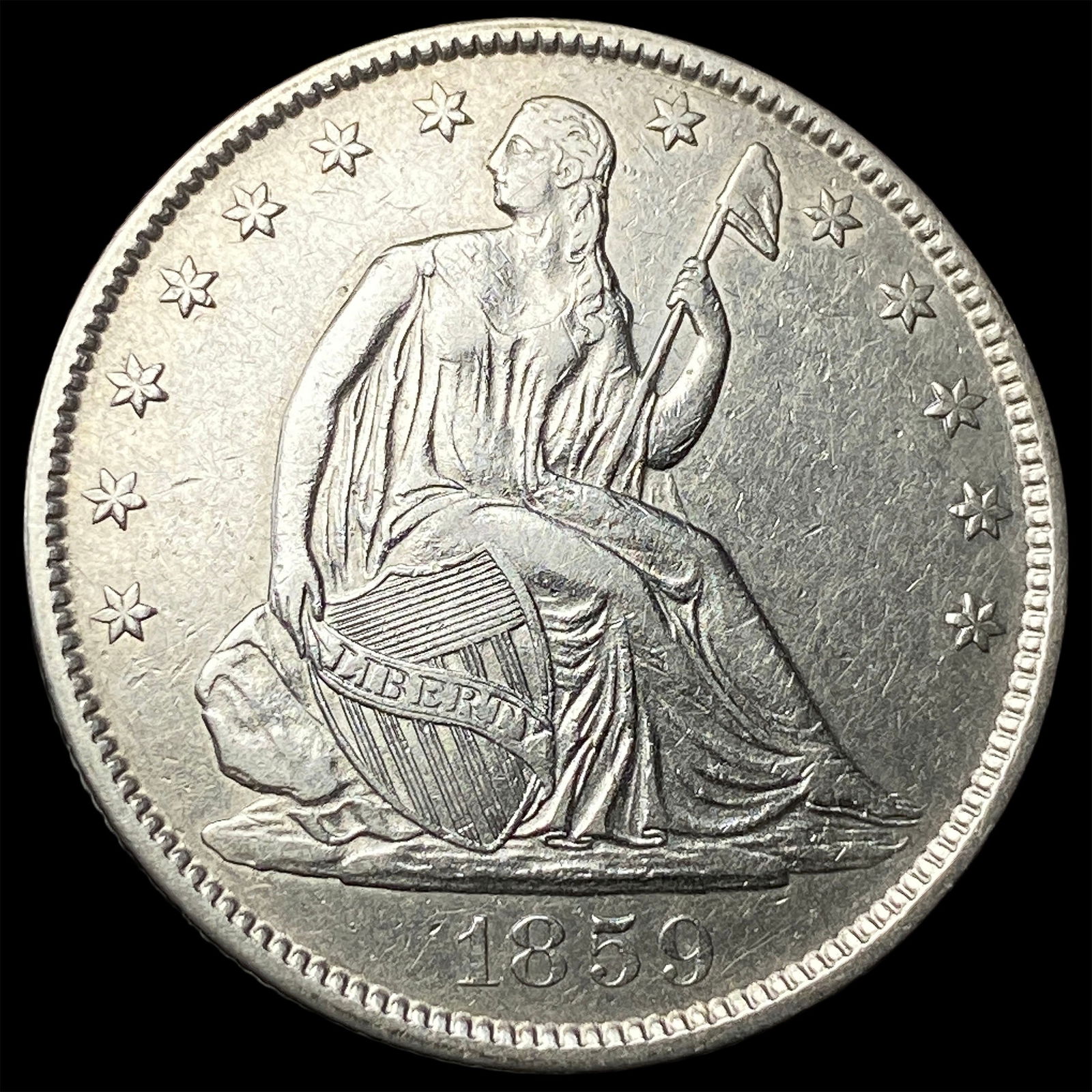 1859-O Silver Half Dollar CLOSELY UNCIRCULATED: 1859-O Silver Half Dollar CLOSELY UNCIRCULATED