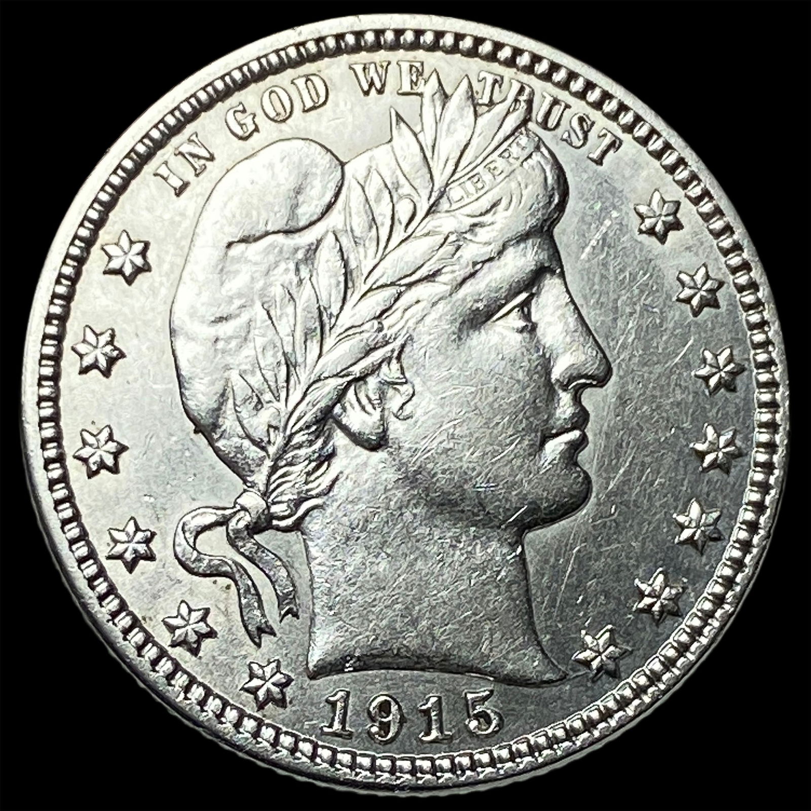 1915-D Silver Barber Quarter CLOSELY UNCIRCULATED (1 of 2)