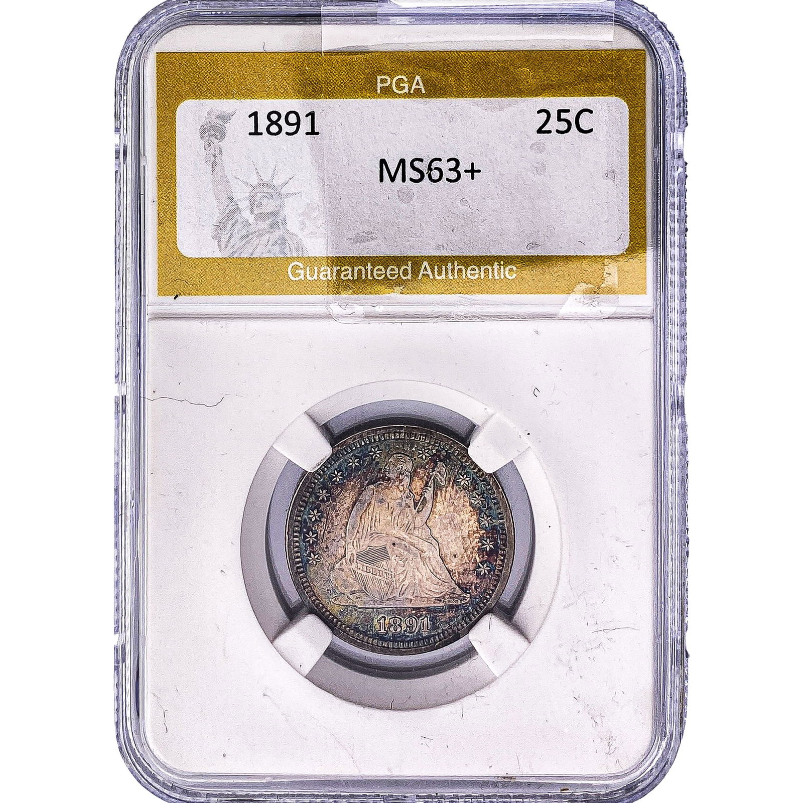 1891 Seated Liberty Quarter PGA MS63+: 1891 Seated Liberty Quarter PGA MS63+