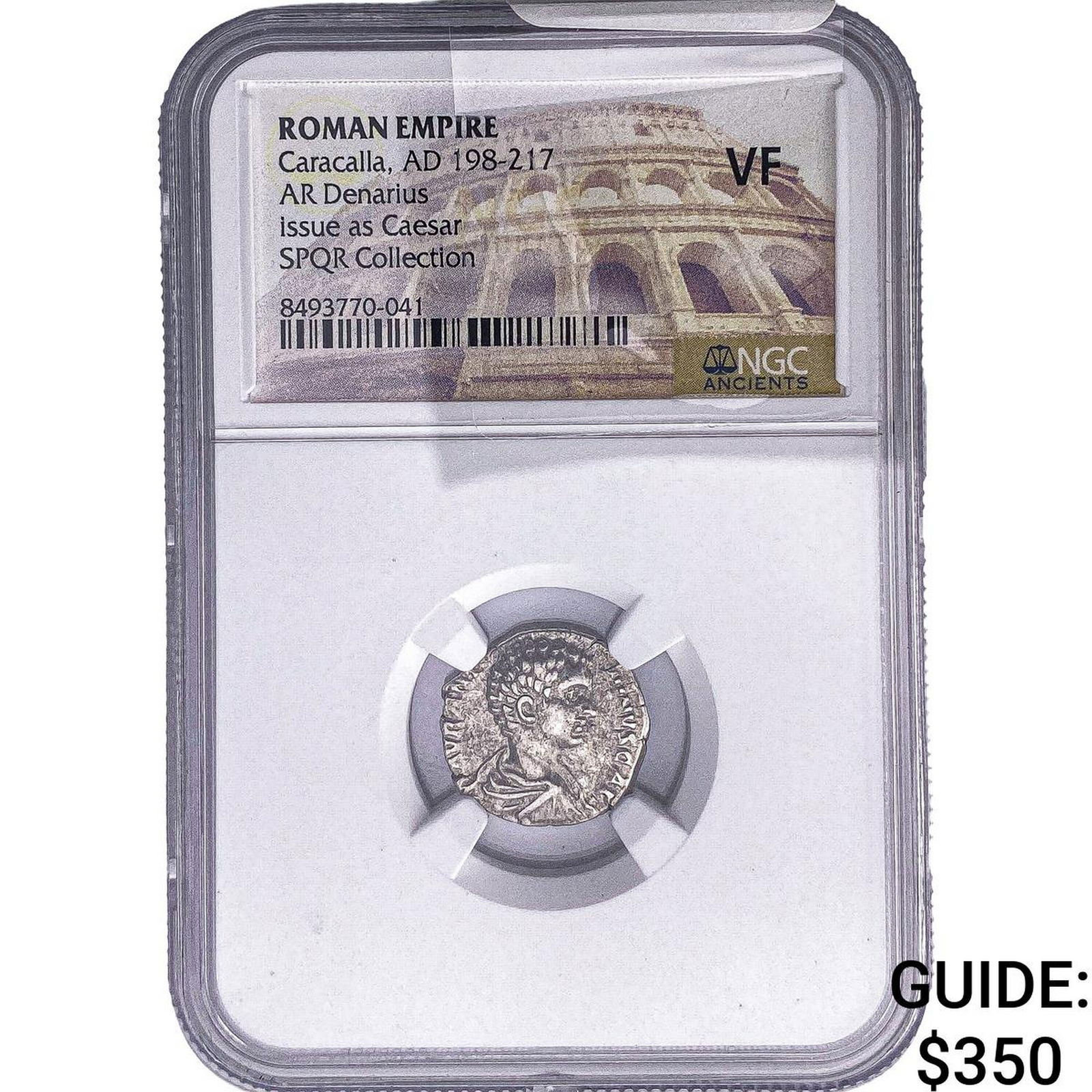Roman Empire Caracalla 198-217 AD Silver Denarius NGC VF: Roman Empire Caracalla 198-217 AD Silver Denarius NGC VF