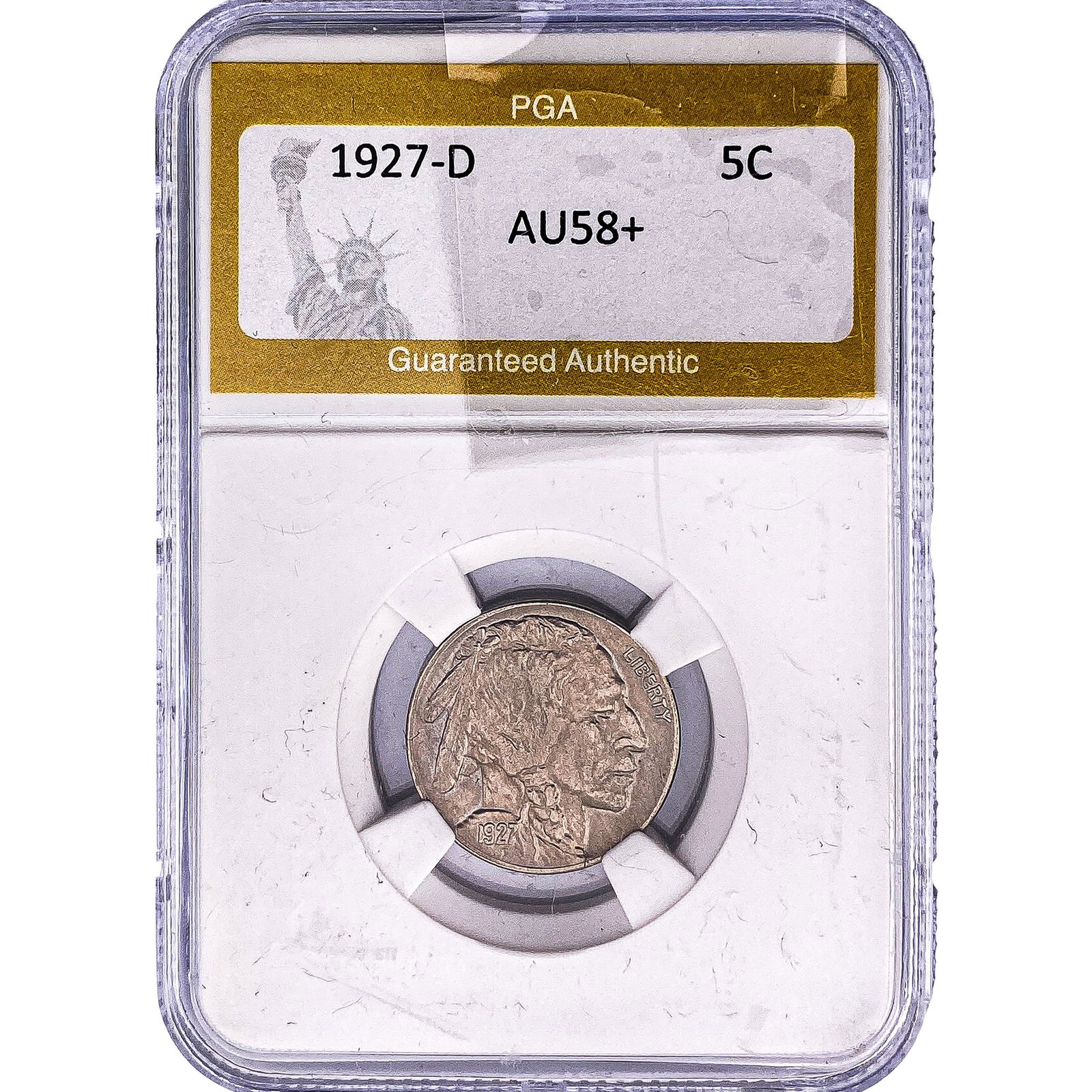 1927-D Buffalo Nickel PGA AU58+: 1927-D Buffalo Nickel PGA AU58+