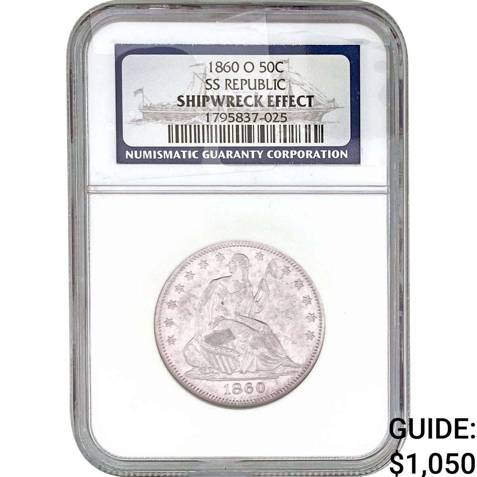 1860-O Seated Liberty Half Dollar NGC SHIPWRECK: 1860-O Seated Liberty Half Dollar NGC SHIPWRECK