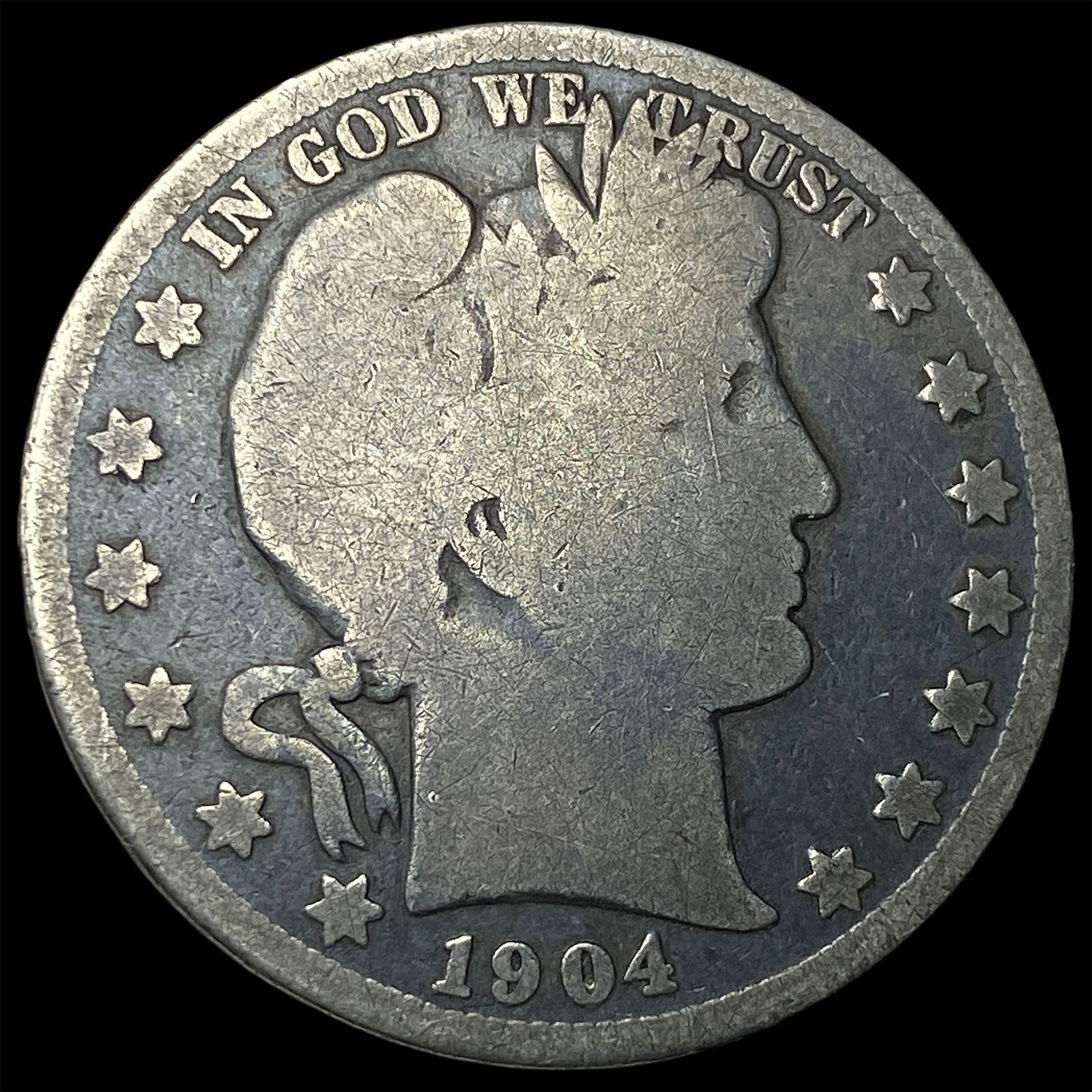 1904-S Silver Barber Half Dollar NICELY CIRCULATED: 1904-S Silver Barber Half Dollar NICELY CIRCULATED