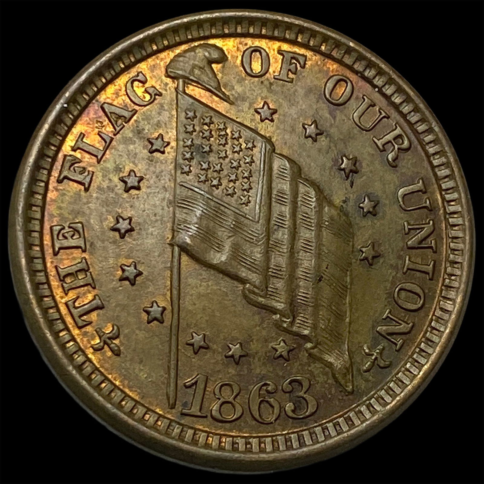 1863 Civil War Token - "The Flag of Our Union" UNCIRCULATED: 1863 Civil War Token - "The Flag of Our Union" UNCIRCULATED