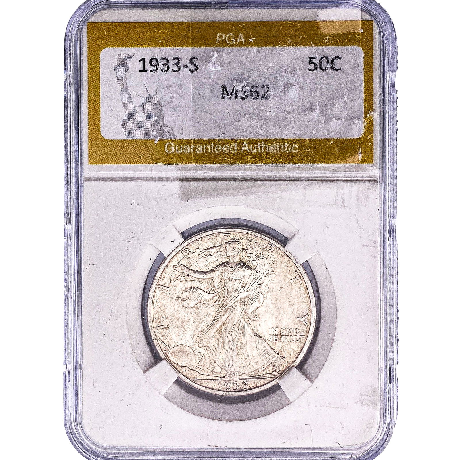 1933-S Walking Liberty Half Dollar PGA MS62: 1933-S Walking Liberty Half Dollar PGA MS62