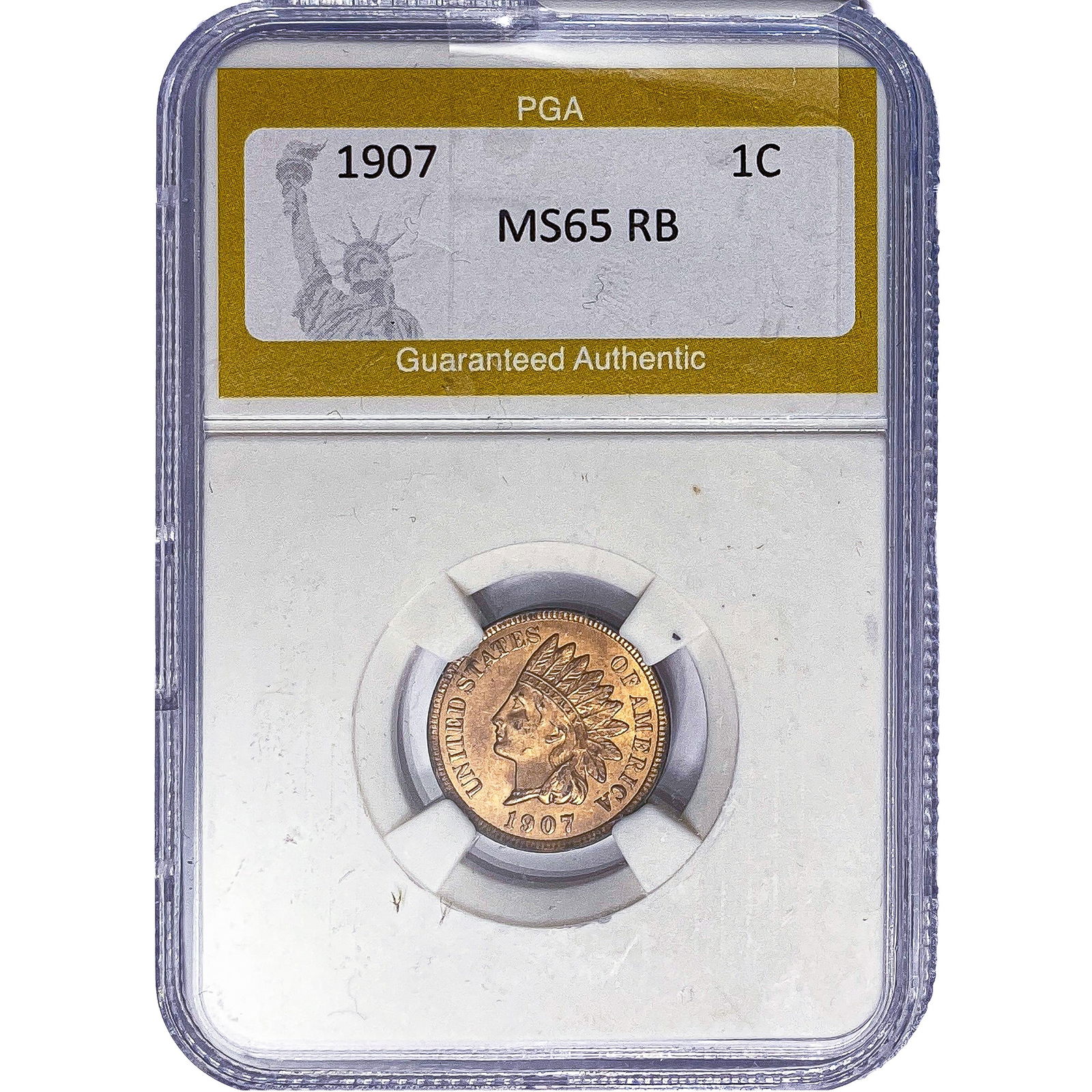 1907 Indian Head Cent PGA MS65 RB: 1907 Indian Head Cent PGA MS65 RB