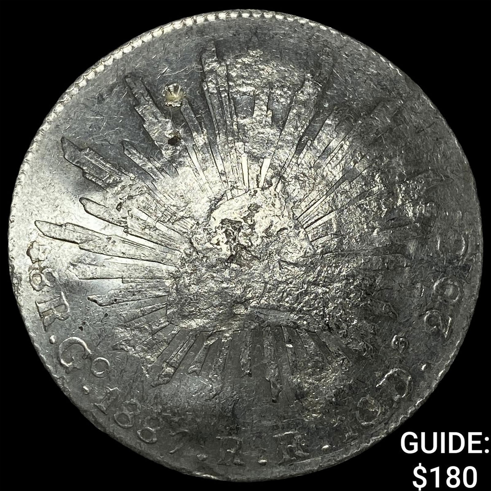 1887 Mexico Silver 8 Reales Punch Marked NEARLY UNCIRCULATED: 1887 Mexico Silver 8 Reales Punch Marked NEARLY UNCIRCULATED