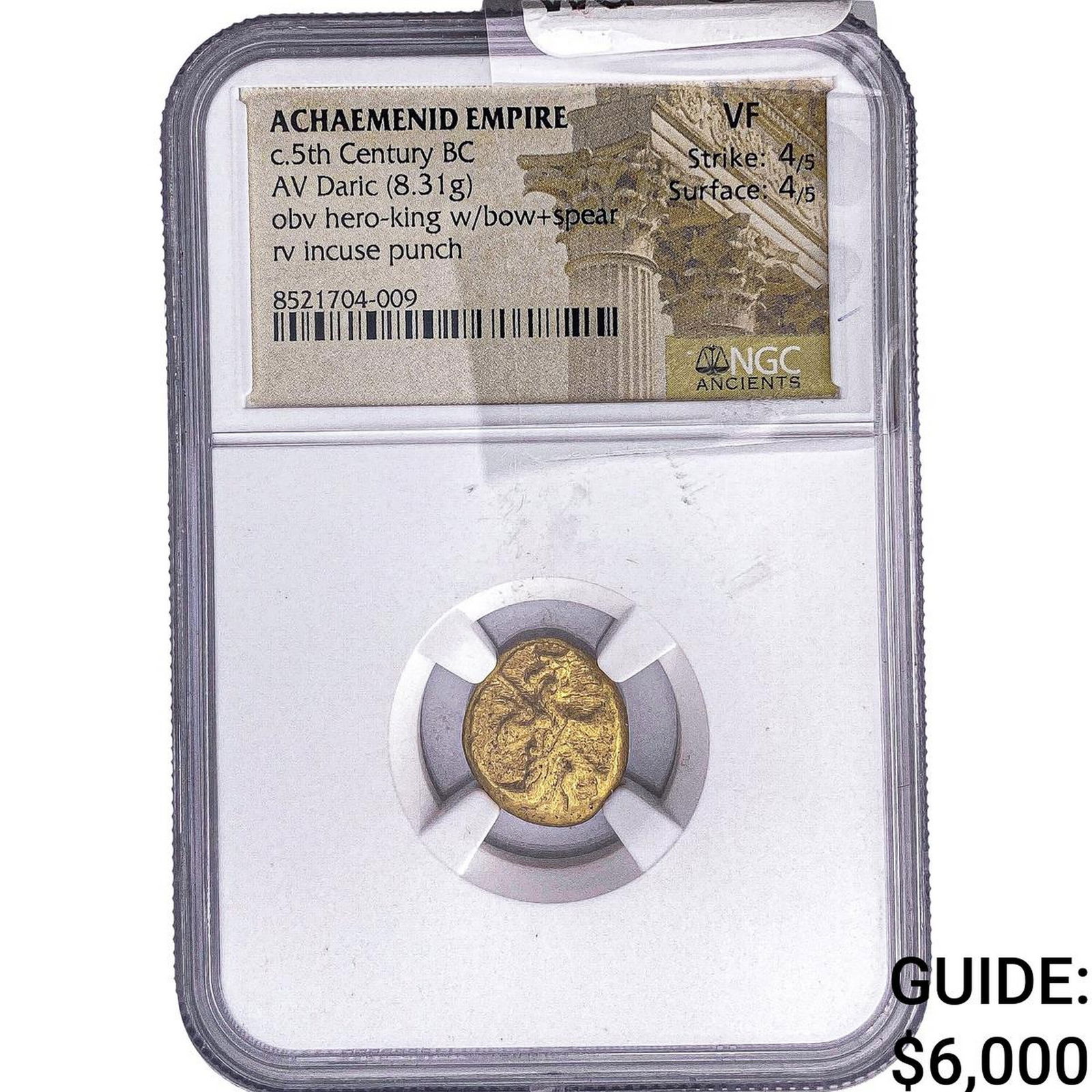 Achaemenid Empire 5th Century BC Gold Daric NGC VF: Achaemenid Empire 5th Century BC Gold Daric NGC VF