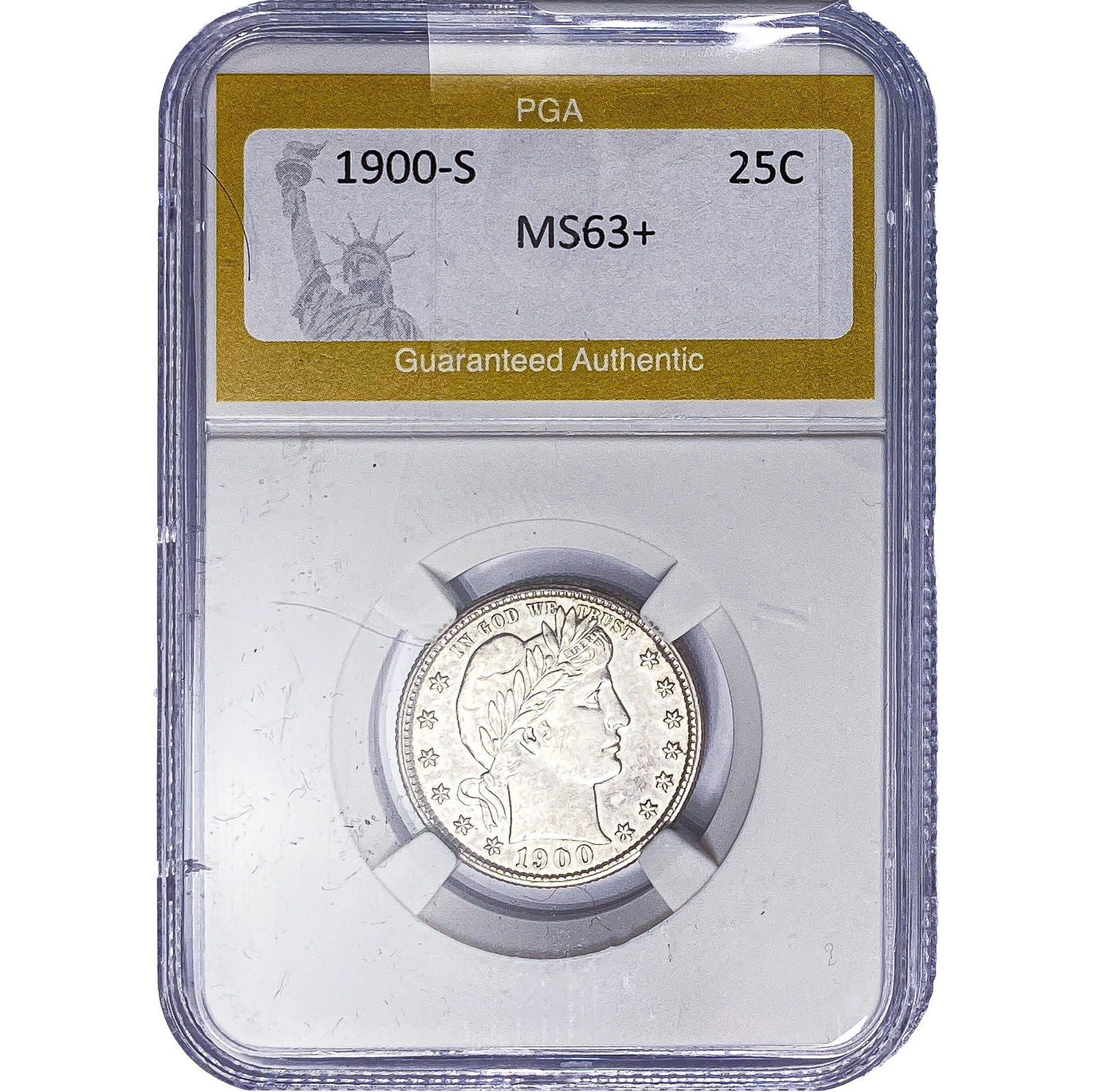 1900-S Barber Quarter PGA MS63+: 1900-S Barber Quarter PGA MS63+