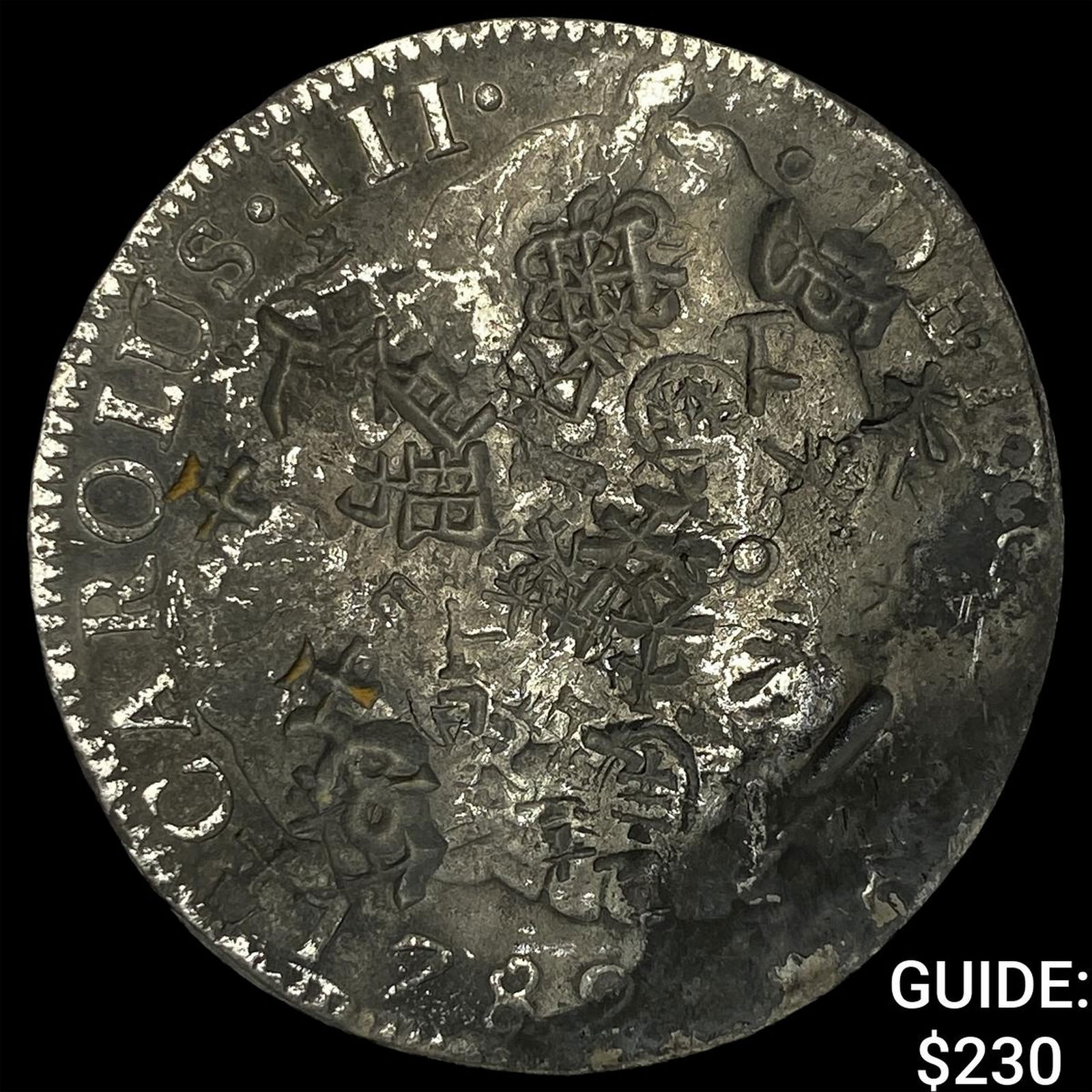 1789 Colonial Spain Silver 8 Reales Punchmarked NEARLY UNCIRCULATED (1 of 2)