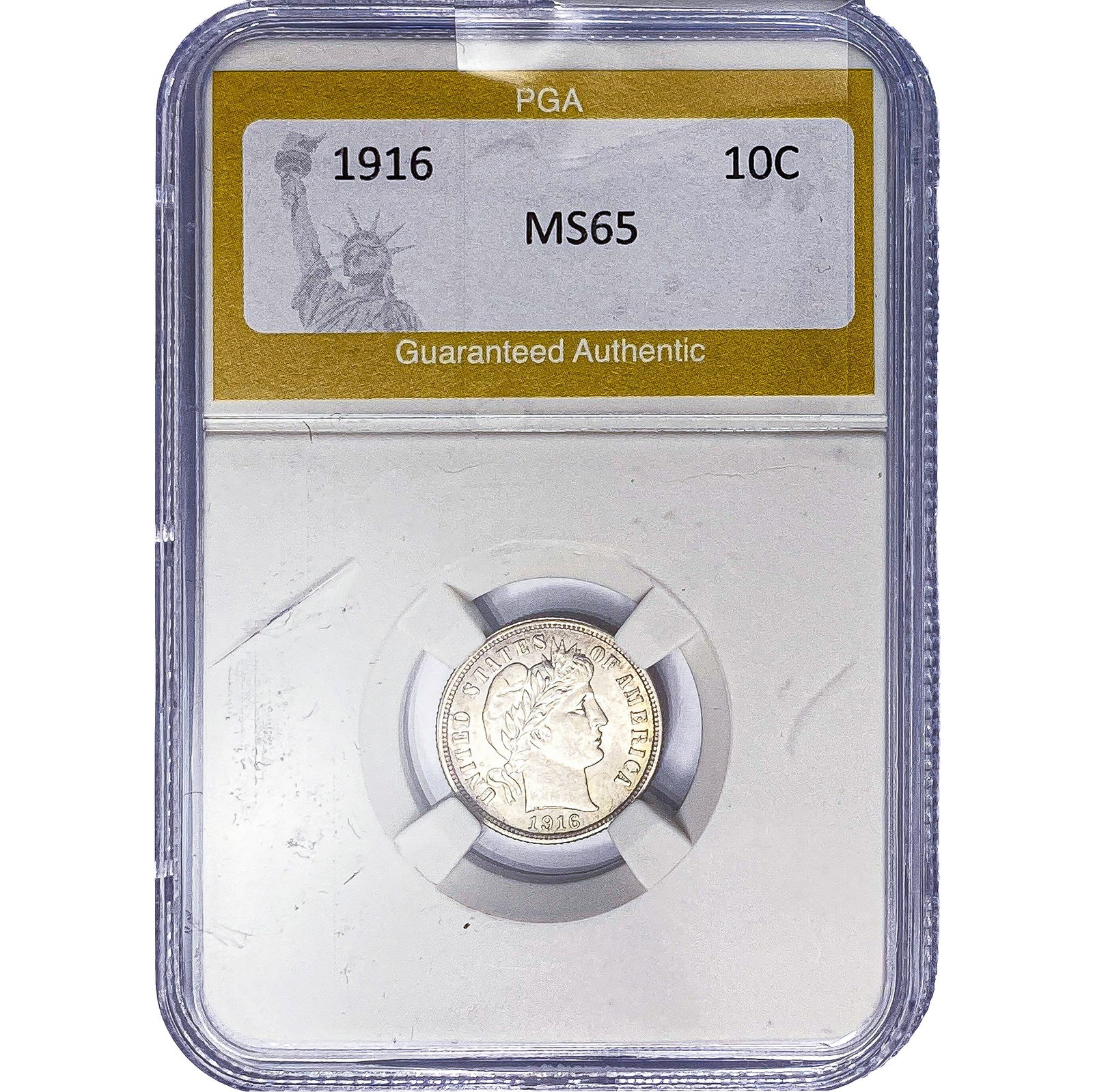 1916 Barber Dime PGA MS65: 1916 Barber Dime PGA MS65