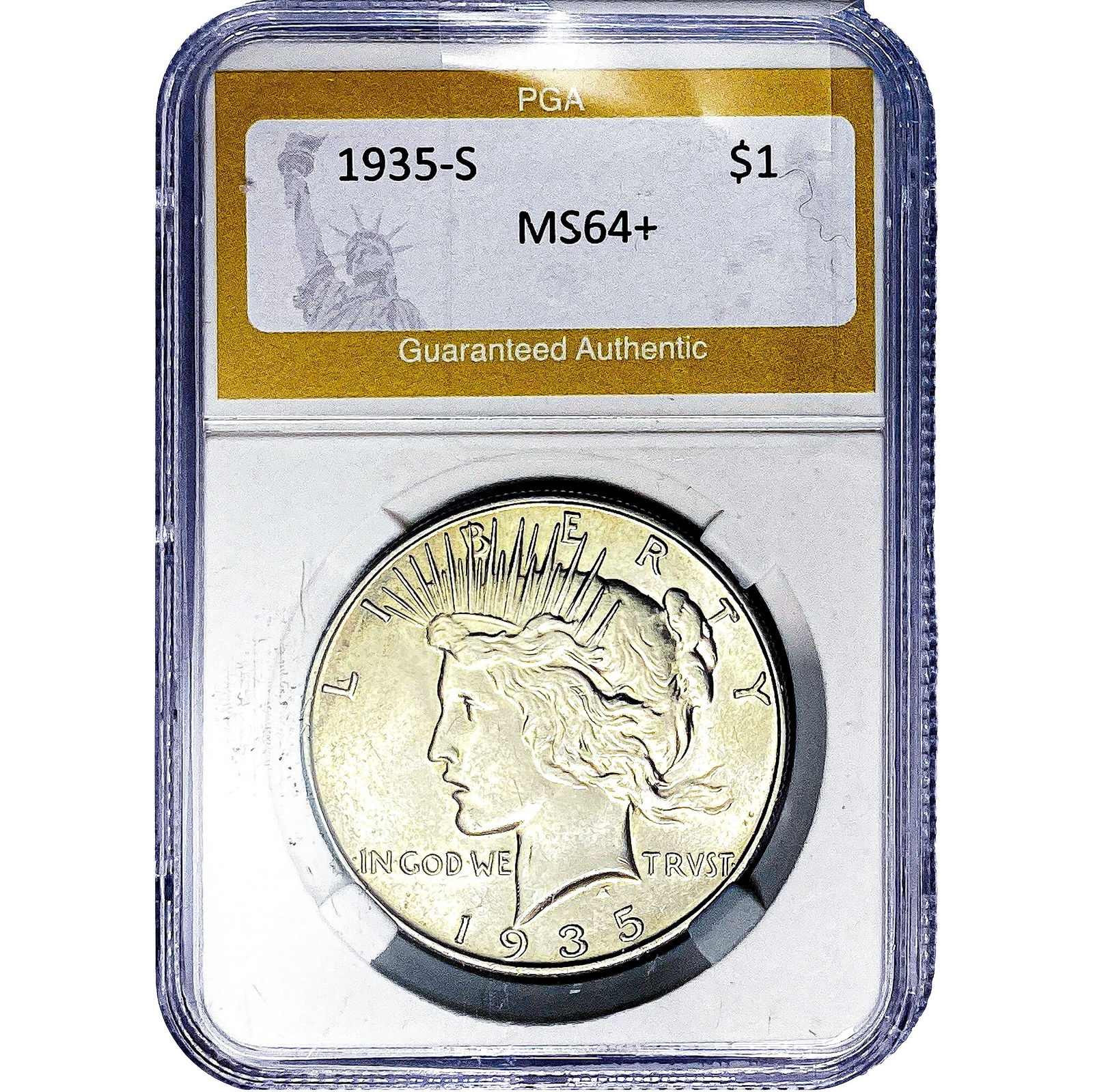 1935-S Silver Peace Dollar PGA MS64+ (1 of 2)