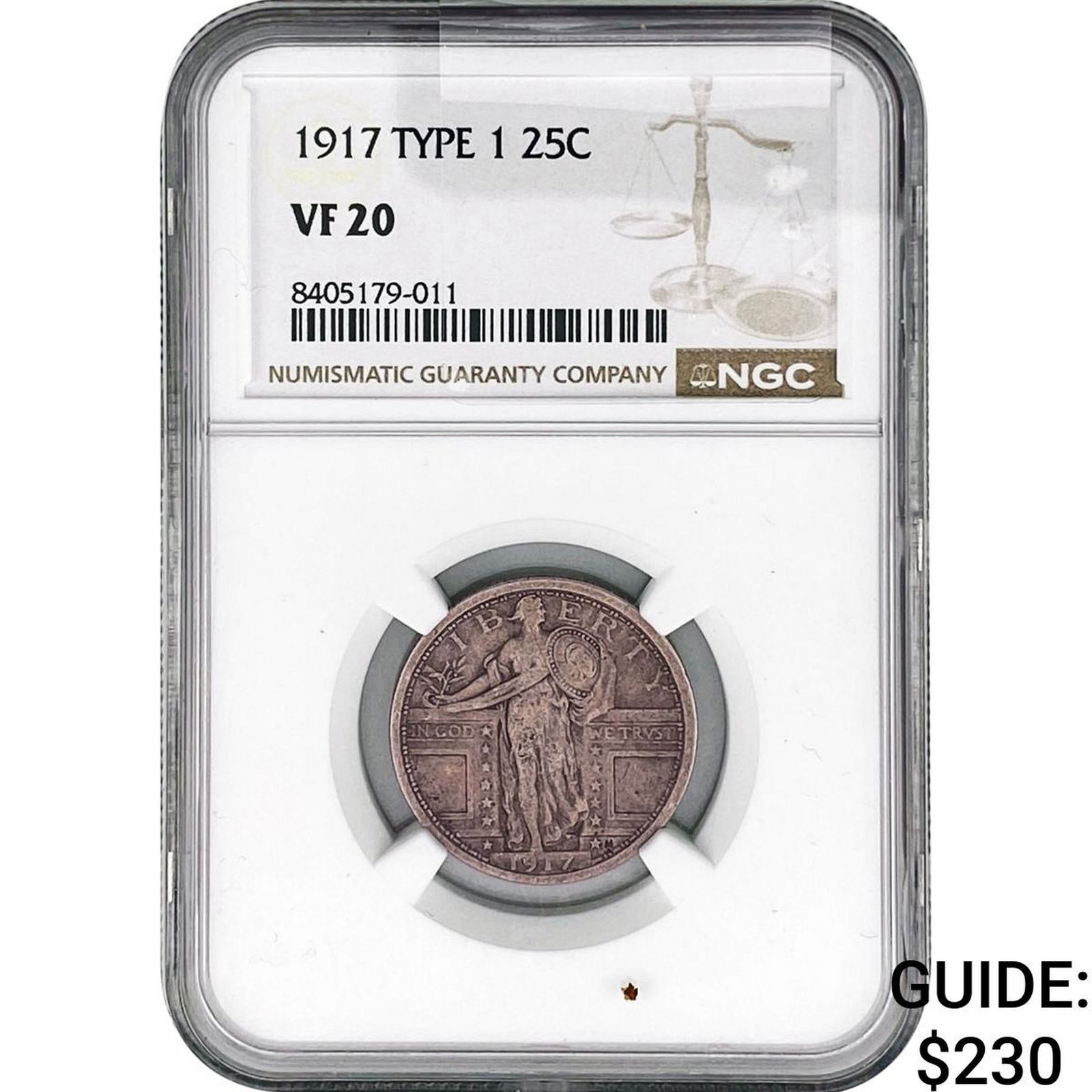 1917 Standing Liberty Quarter NGC VF20: 1917 Standing Liberty Quarter NGC VF20