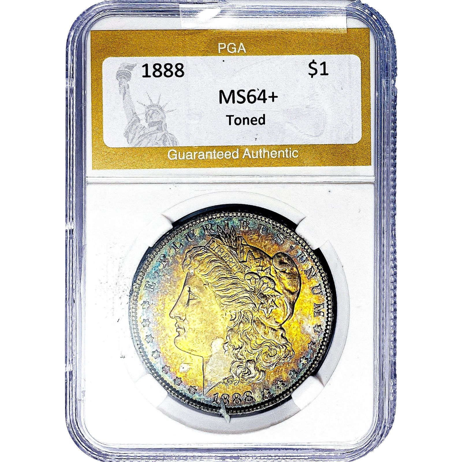 1888 Morgan Silver Dollar PGA MS64+ Toned: 1888 Morgan Silver Dollar PGA MS64+ Toned