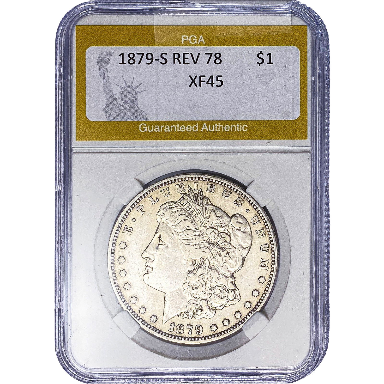1879-S REV 78 Morgan Silver Dollar PGA XF45: 1879-S REV 78 Morgan Silver Dollar PGA XF45