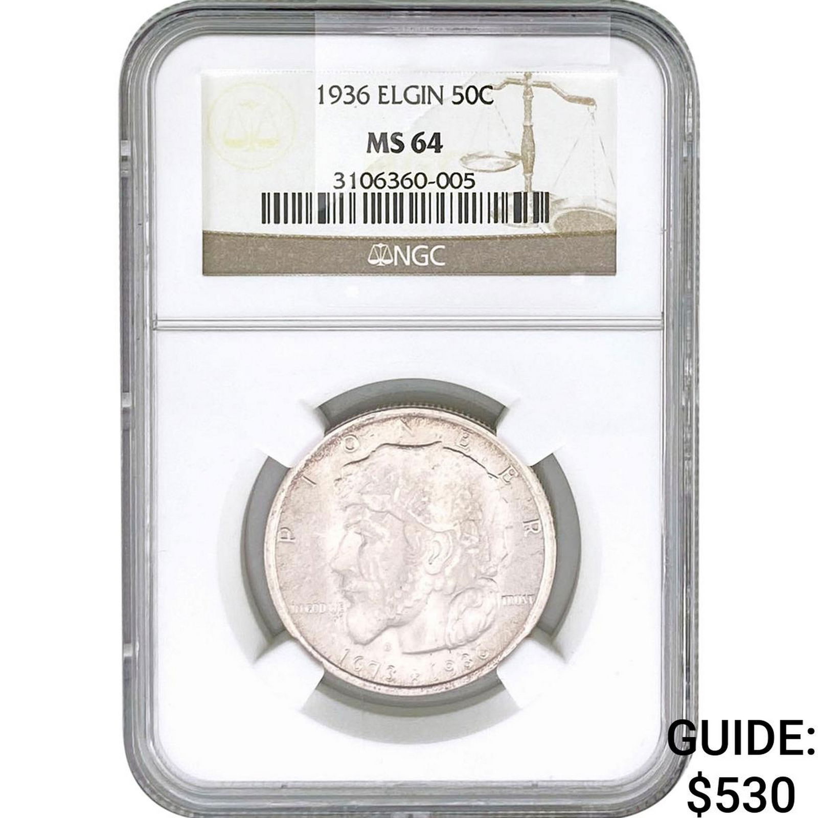 1936 Elgin Half Dollar NGC MS64: 1936 Elgin Half Dollar NGC MS64