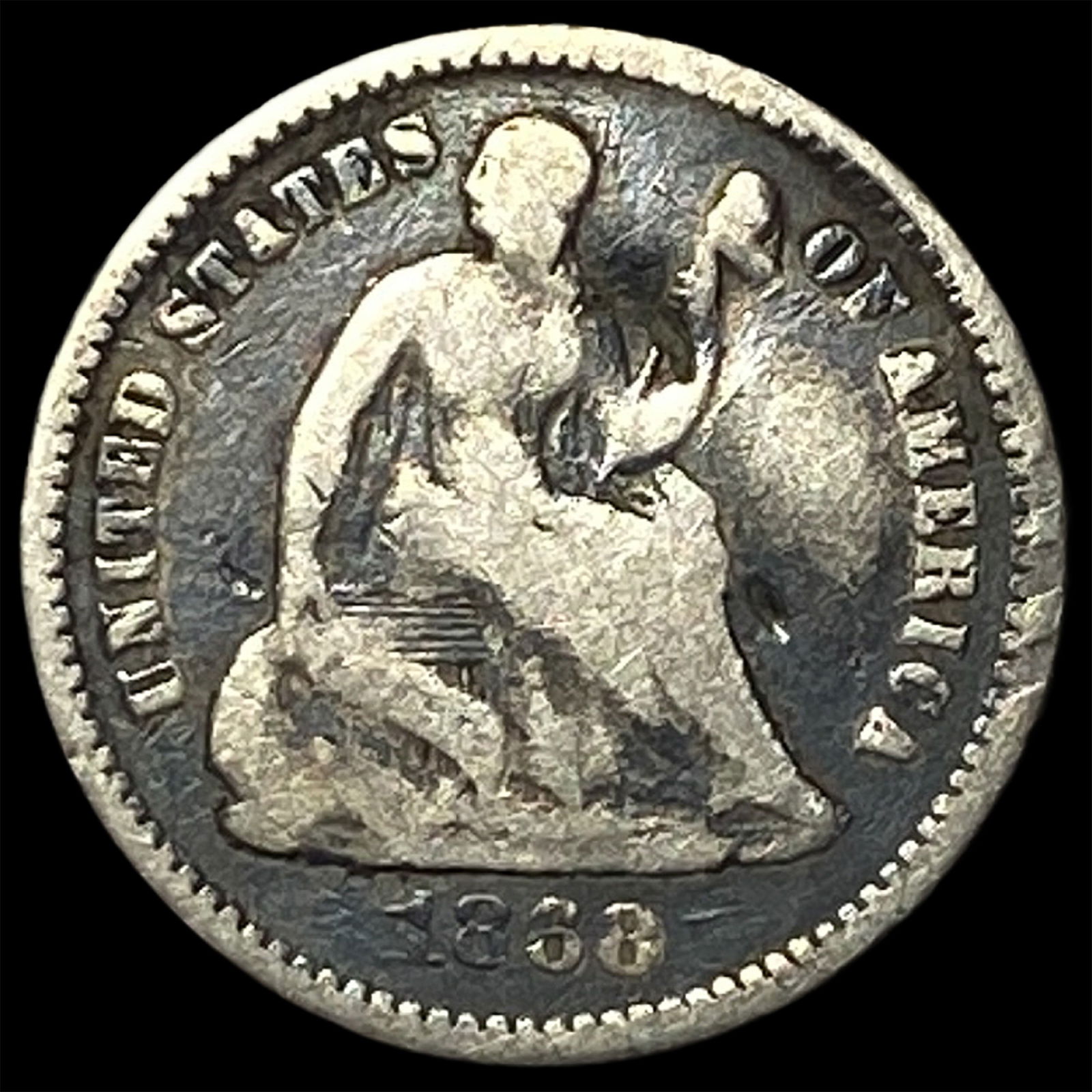 1868 Silver Seated Liberty Half Dime NICELY CIRCULATED (1 of 2)
