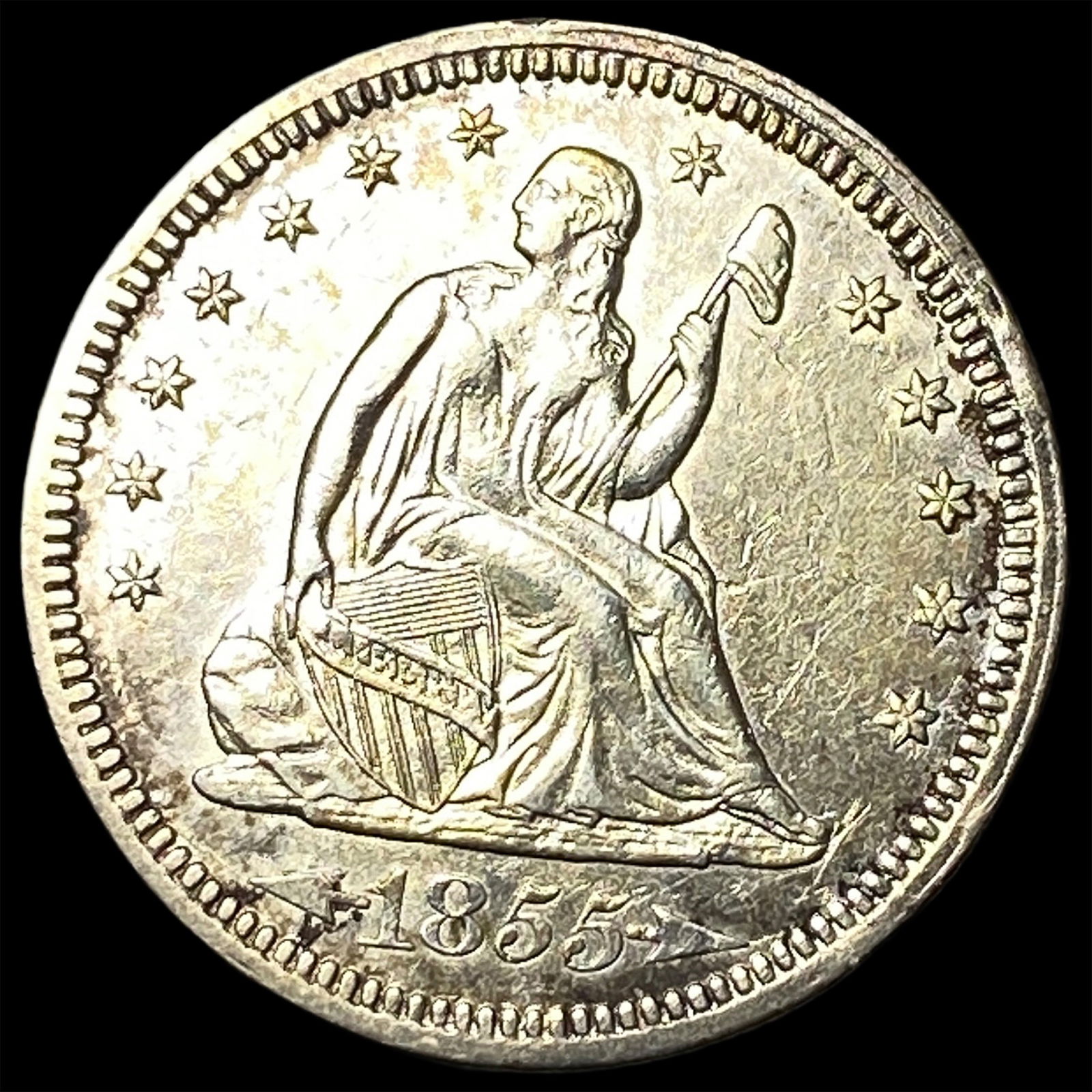 1855 Arrows Seated Liberty Quarter CLOSELY UNCIRCULATED (1 of 2)