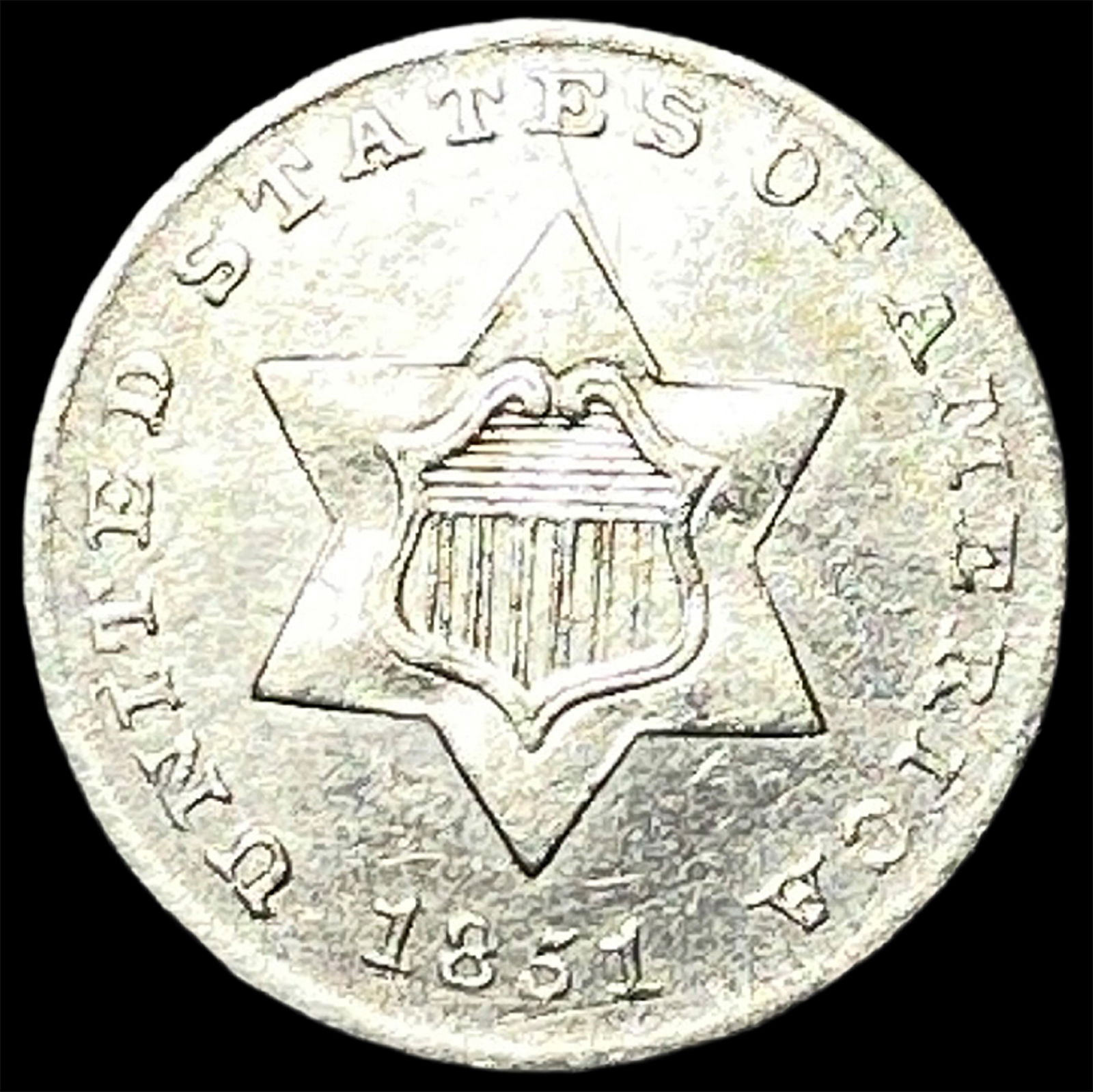 1851 Silver Three-Cent Piece CLOSELY UNCIRCULATED (1 of 2)