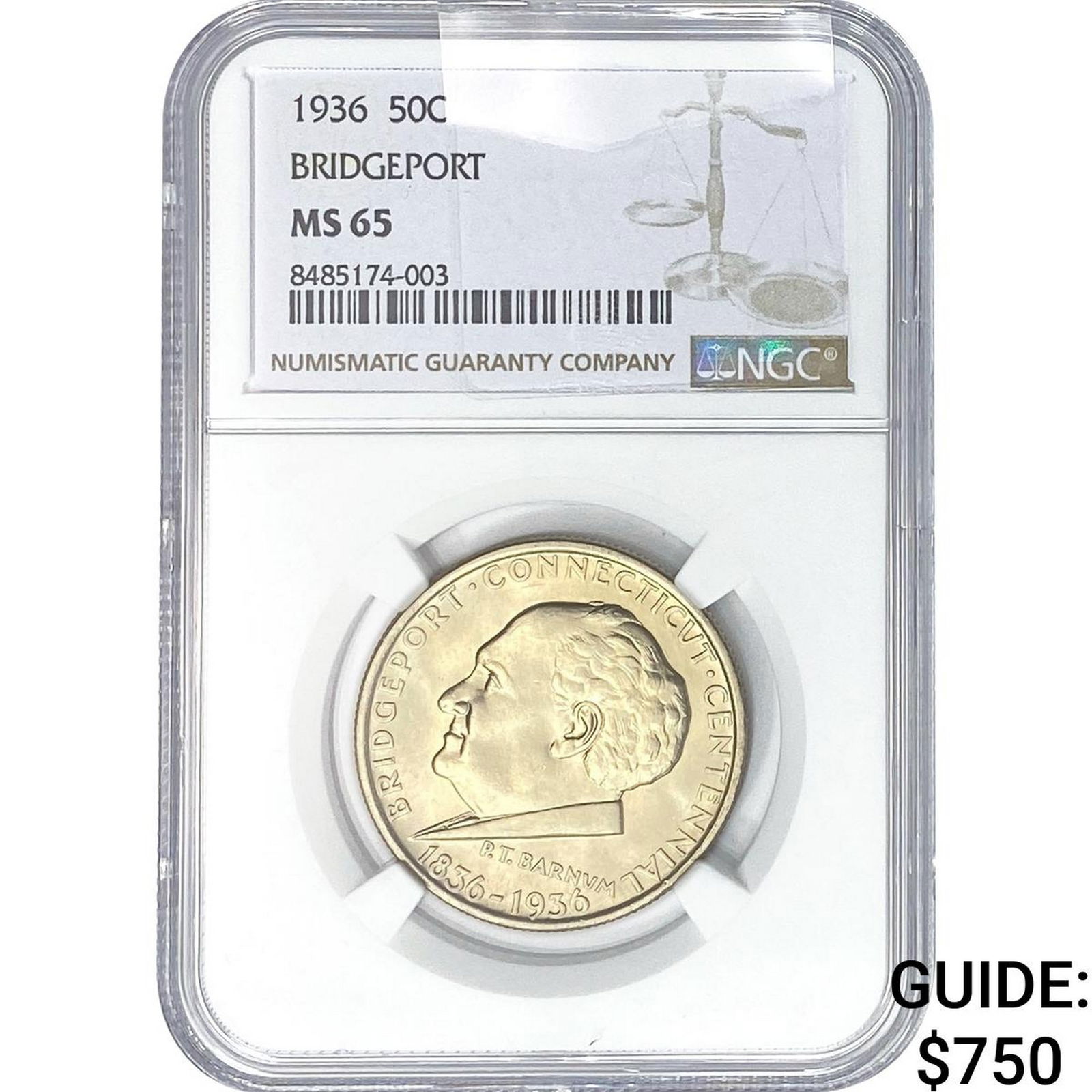 1936 Bridgeport Half Dollar NGC MS65 (1 of 2)