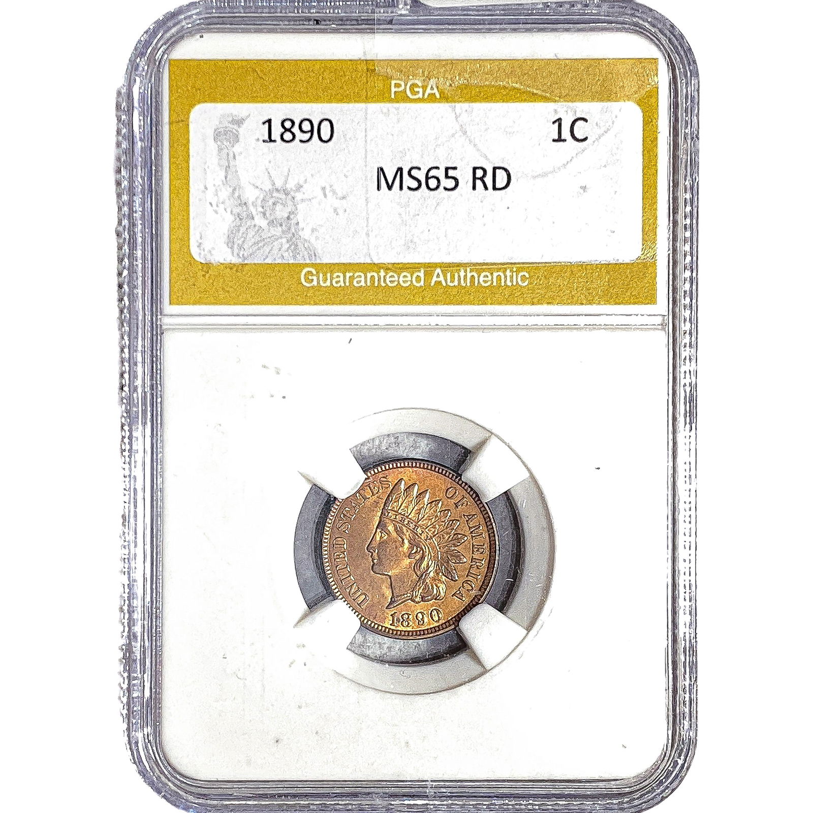 1890 Indian Head Cent PGA MS65 RD: 1890 Indian Head Cent PGA MS65 RD