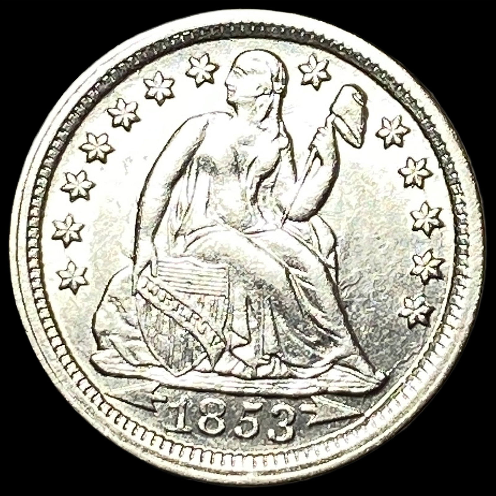 1853 Arrows Seated Liberty Dime UNCIRCULATED: 1853 Arrows Seated Liberty Dime UNCIRCULATED