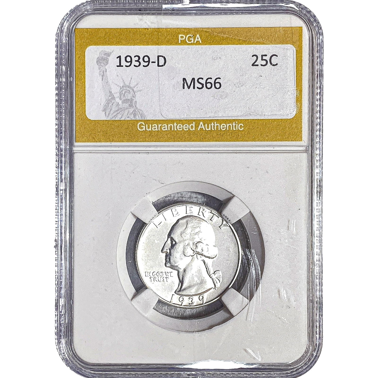 1939-D Washington Silver Quarter PGA MS66: 1939-D Washington Silver Quarter PGA MS66