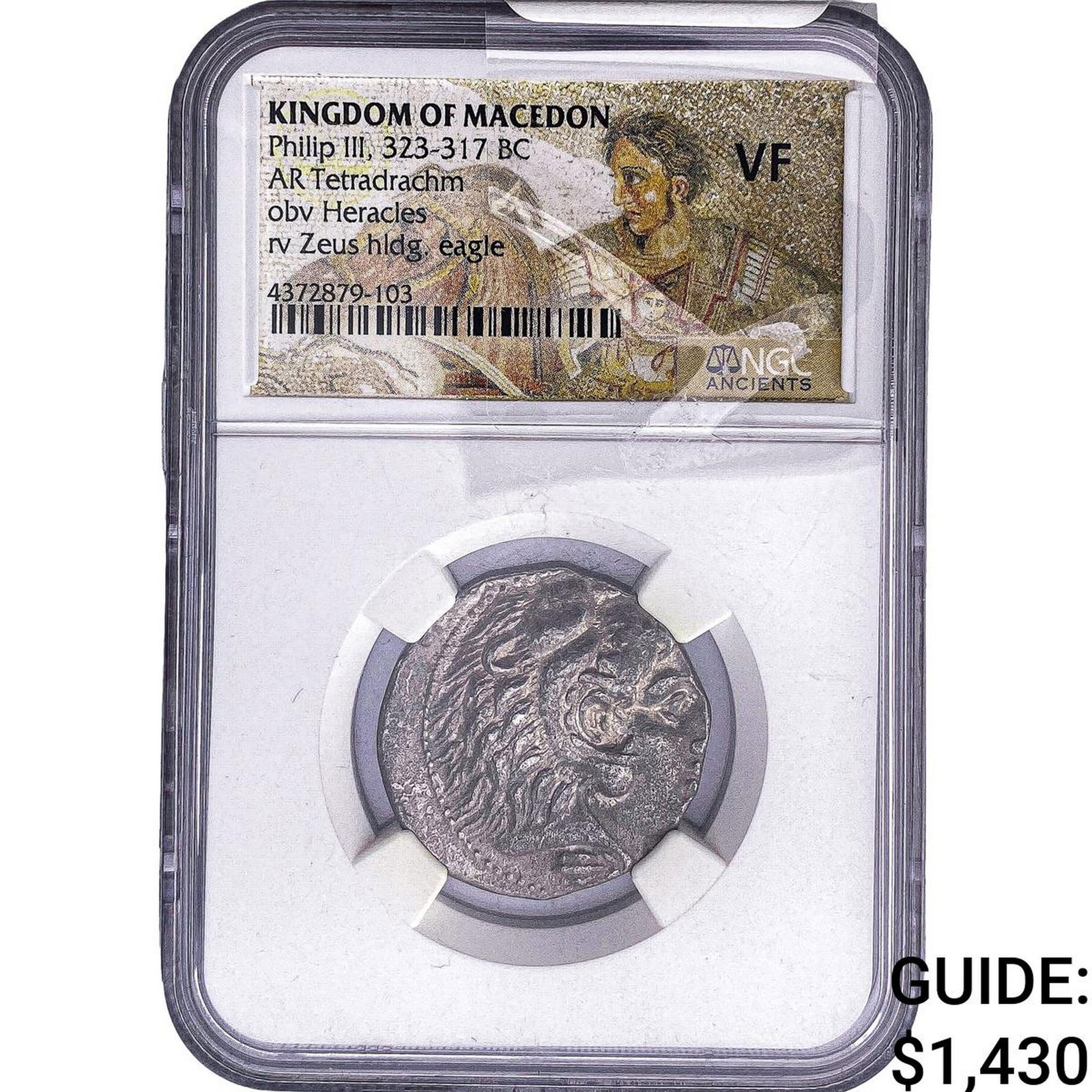 Macedonian Kingdom Philip III 323-317 BC Silver Tet. NGC VF: Macedonian Kingdom Philip III 323-317 BC Silver Tet. NGC VF
