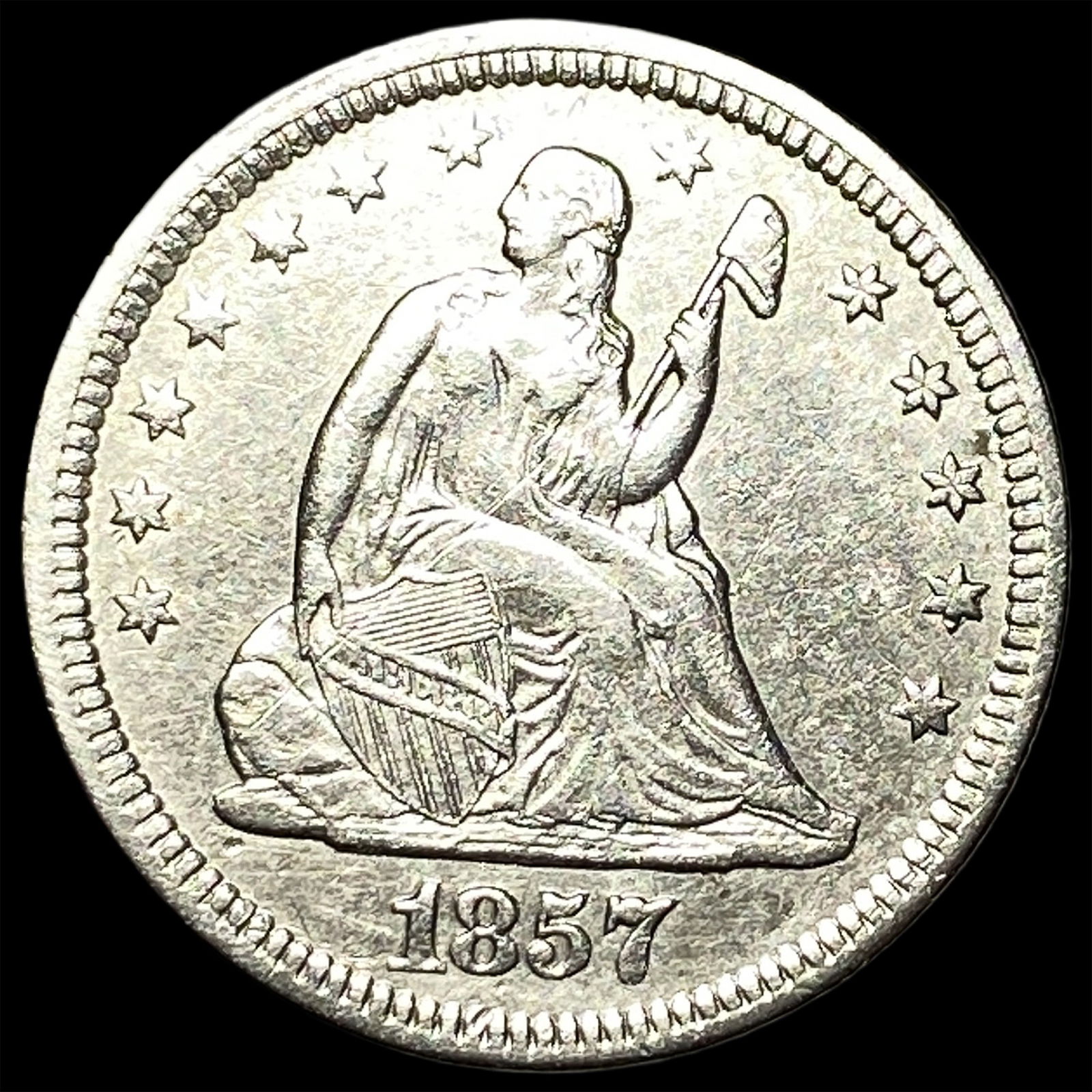 1857 Silver Seated Liberty Quarter UNCIRCULATED: 1857 Silver Seated Liberty Quarter UNCIRCULATED
