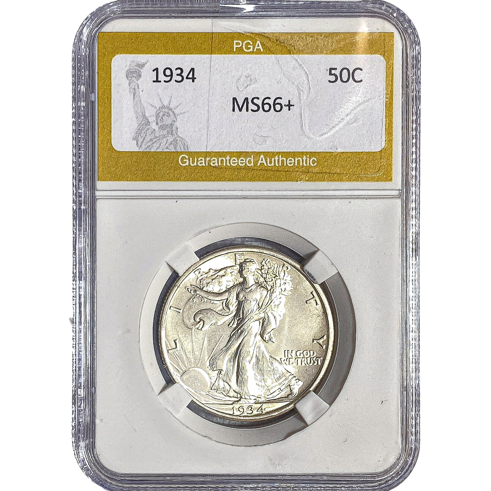 1934 Walking Liberty Half Dollar PGA MS66+: 1934 Walking Liberty Half Dollar PGA MS66+