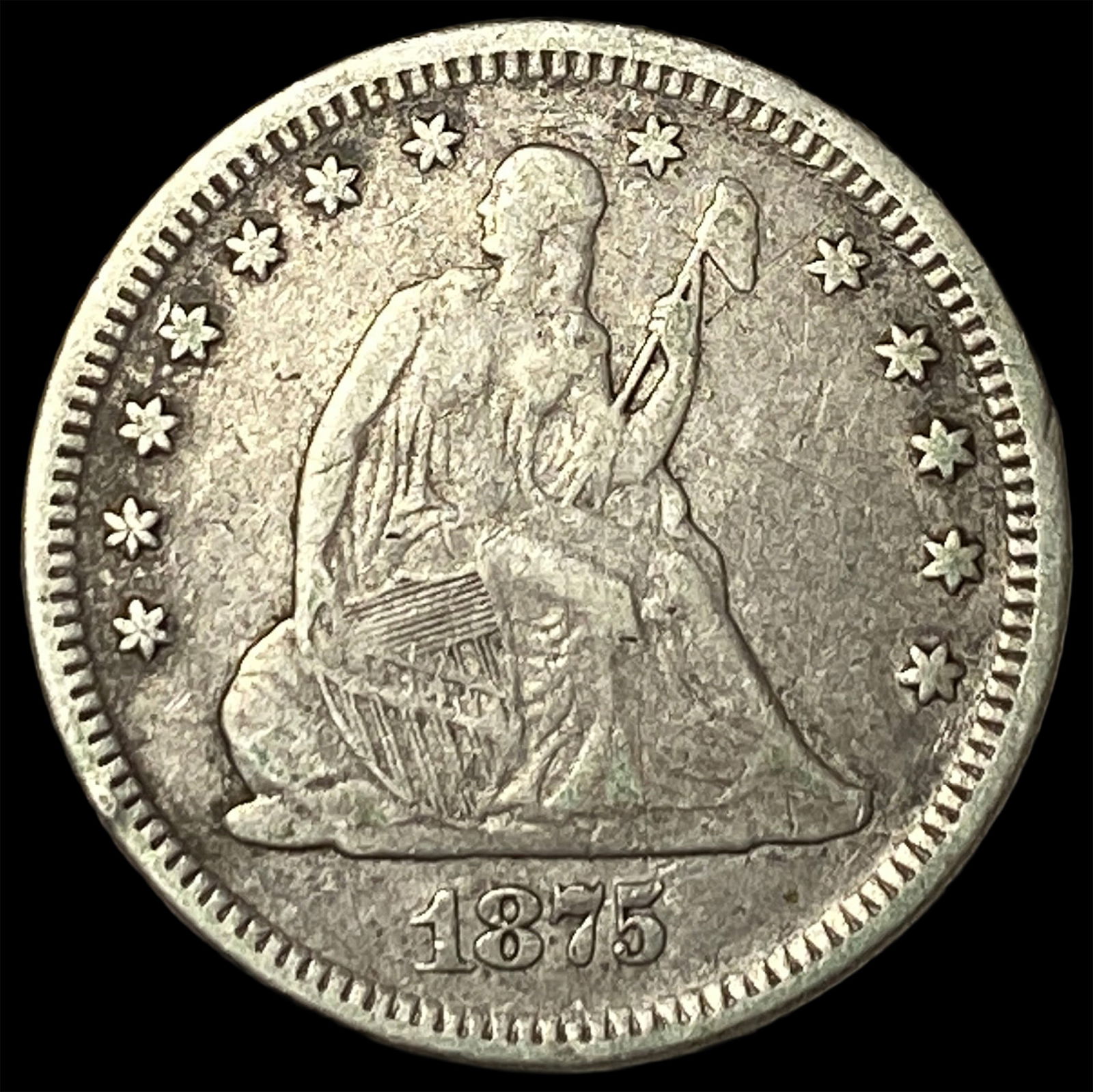 1875 Seated Liberty Quarter NEARLY UNCIRCULATED (1 of 2)