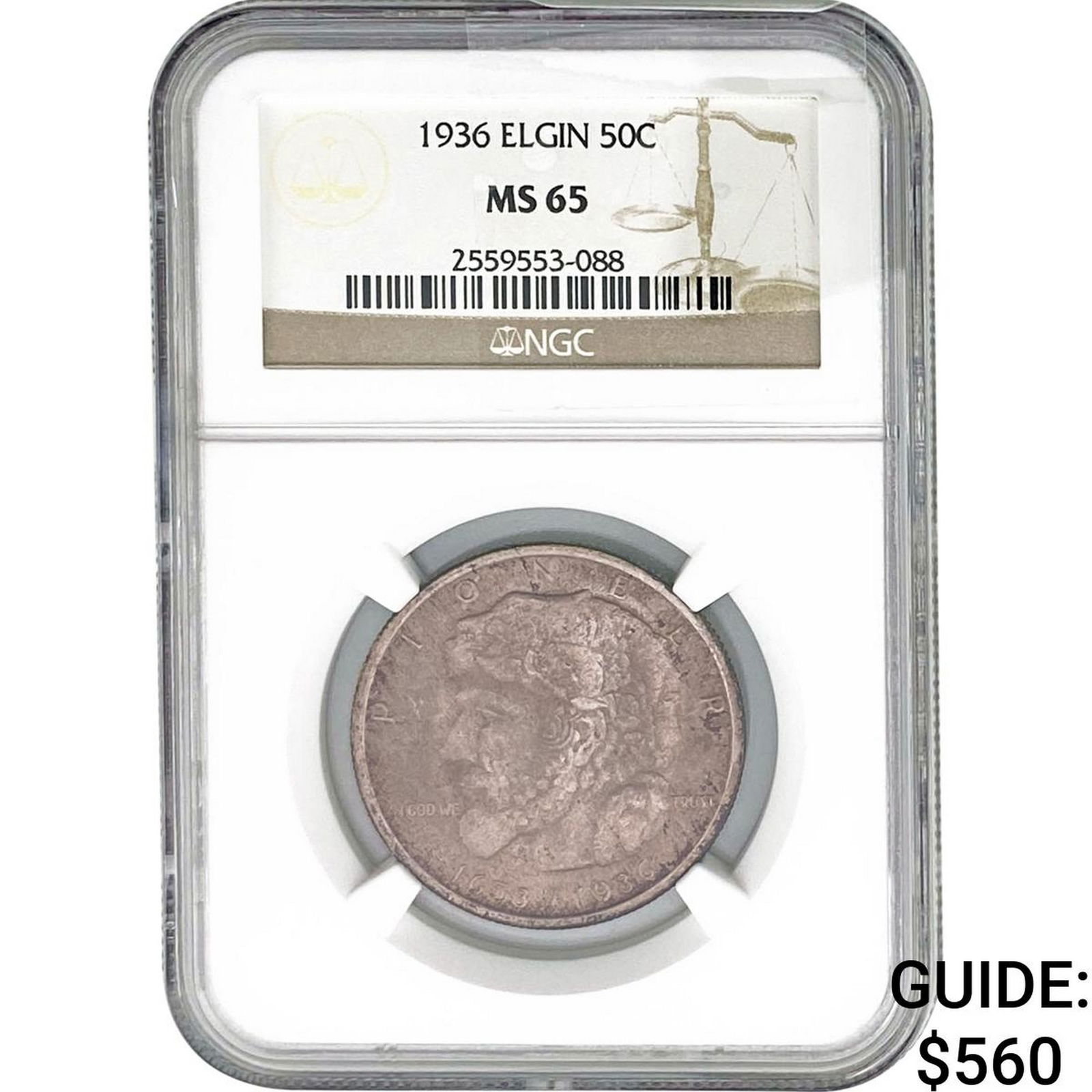 1936 Elgin Half Dollar NGC MS65: 1936 Elgin Half Dollar NGC MS65