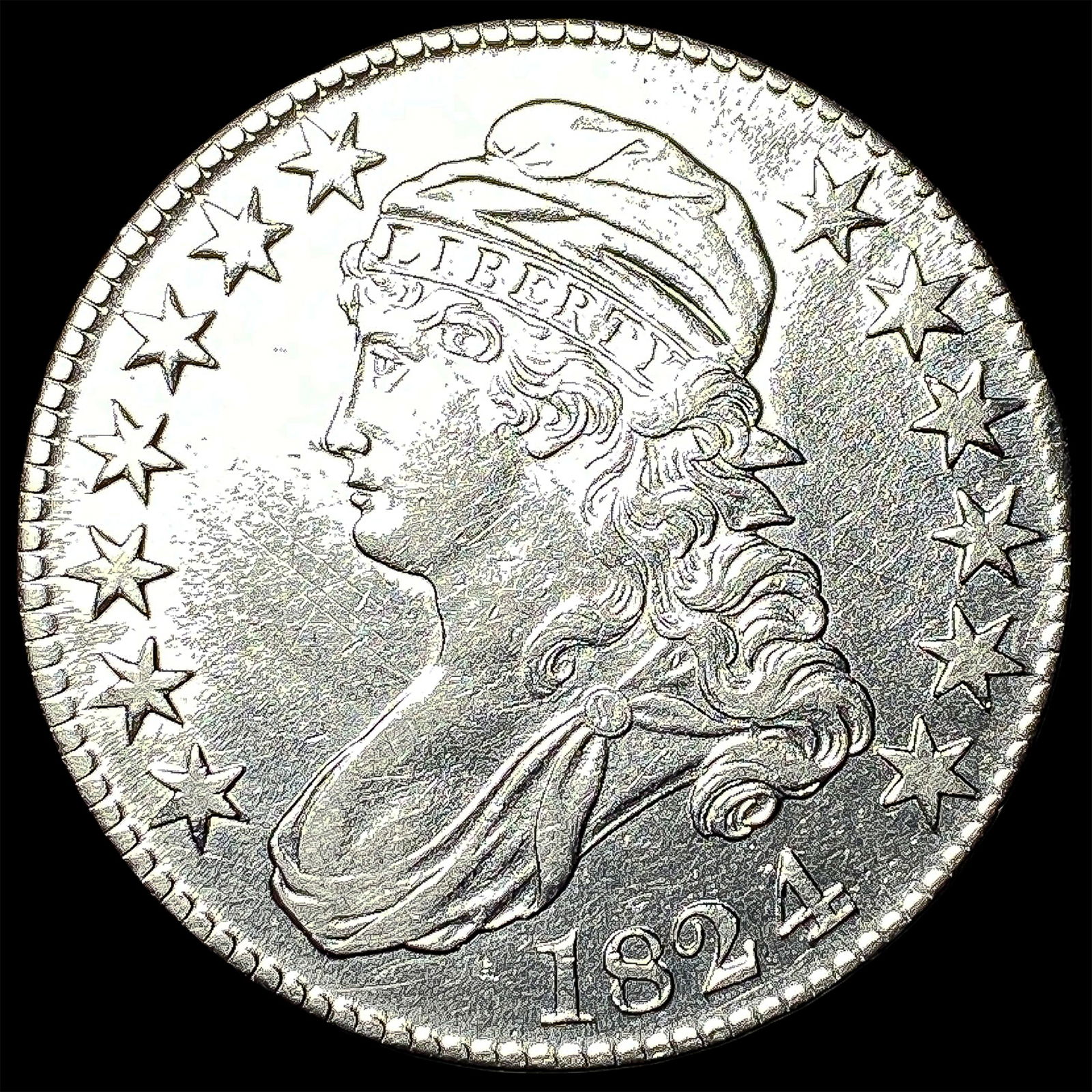 1824 Capped Bust Half Dollar CLOSELY UNCIRCULATED (1 of 2)