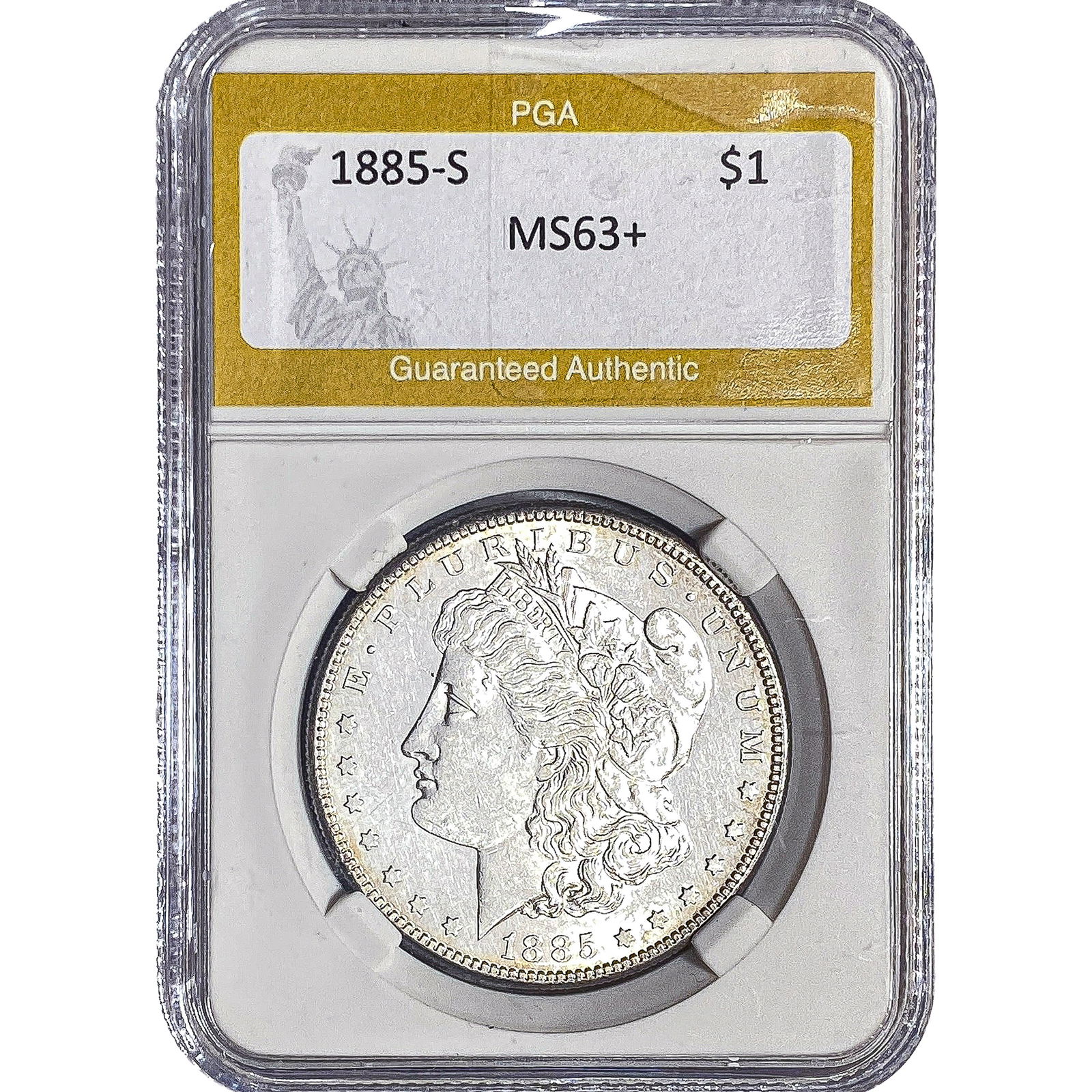 1885-S Morgan Silver Dollar PGA MS63+: 1885-S Morgan Silver Dollar PGA MS63+